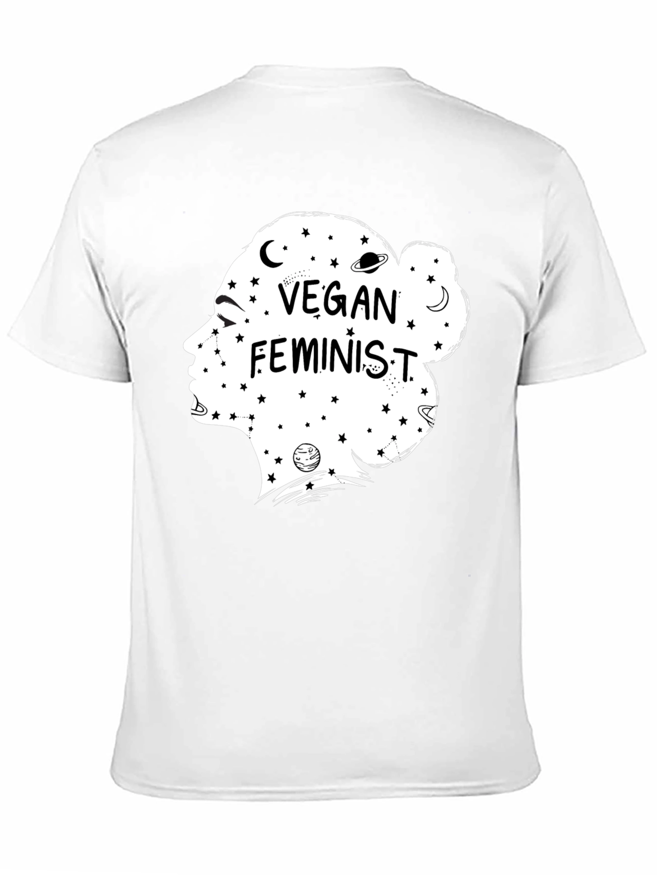 Black Vegan Feminist T-Shirt - Black Crew Neck Tee view 11