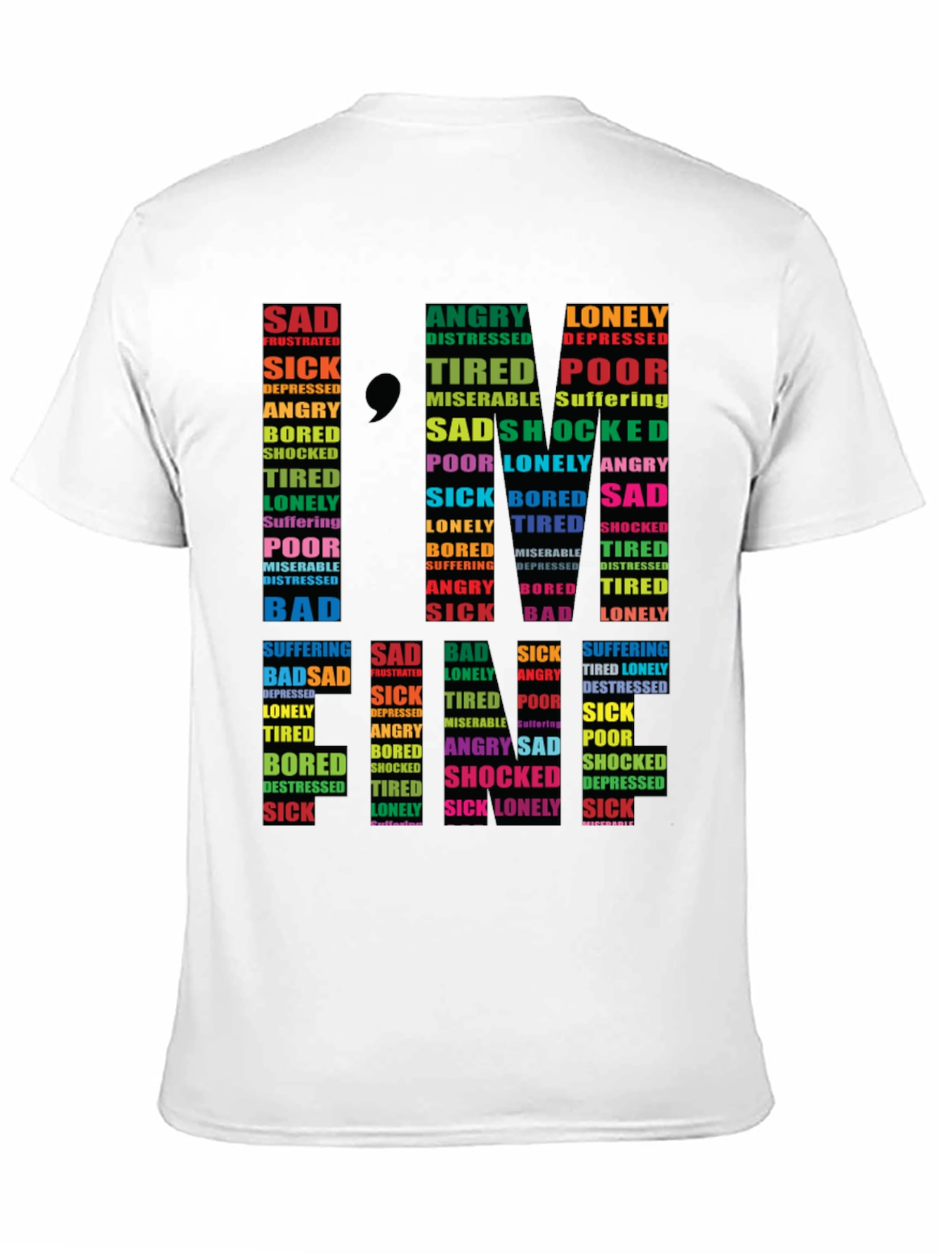 Black Emotional State Typography T-Shirt - Black view 11