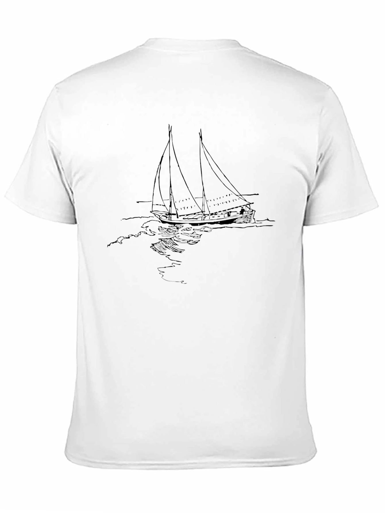 Black Black T-Shirt with Sailboat Design view 11