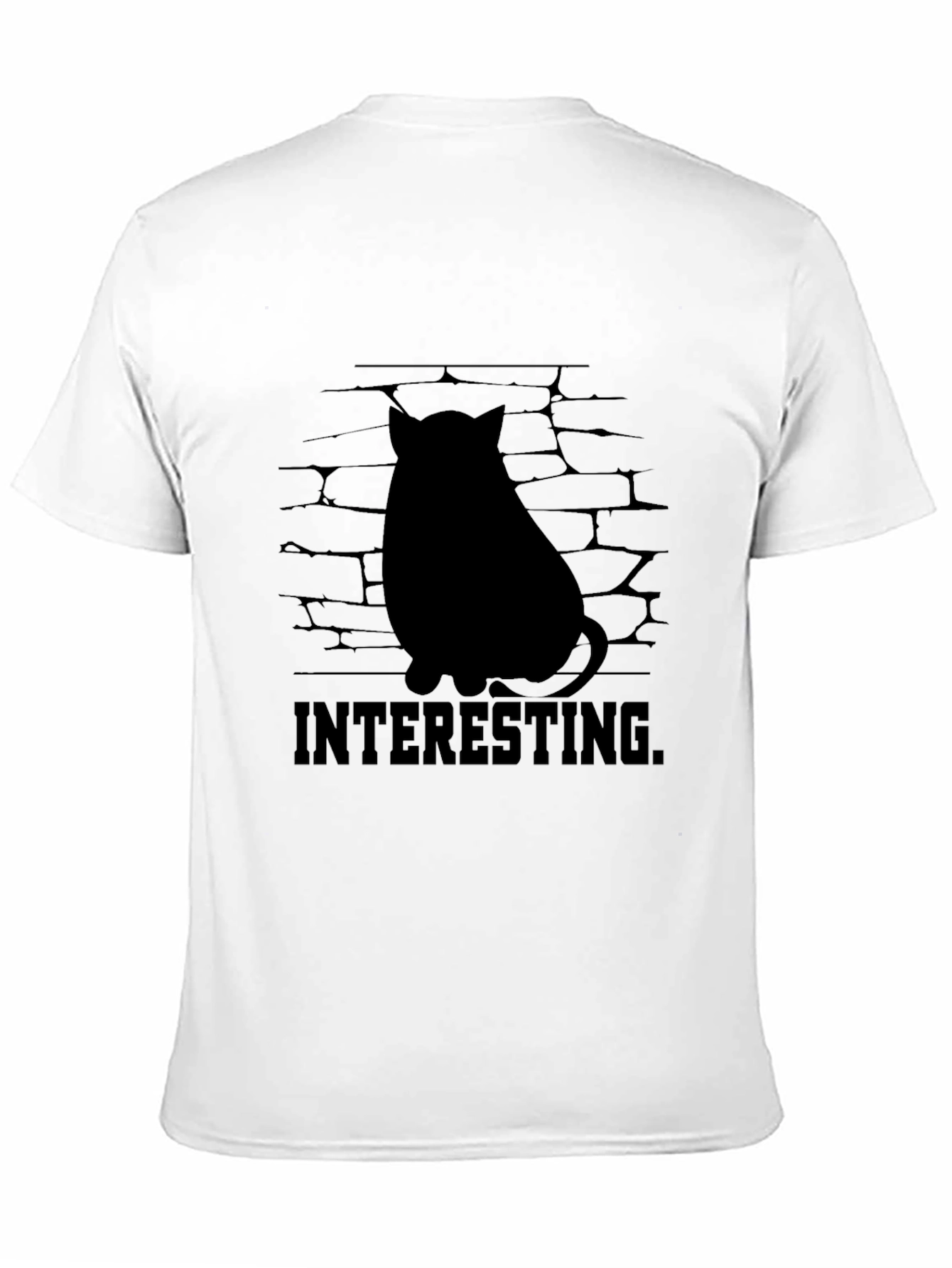Black Interesting Cat Silhouette Graphic Tee - Black view 11