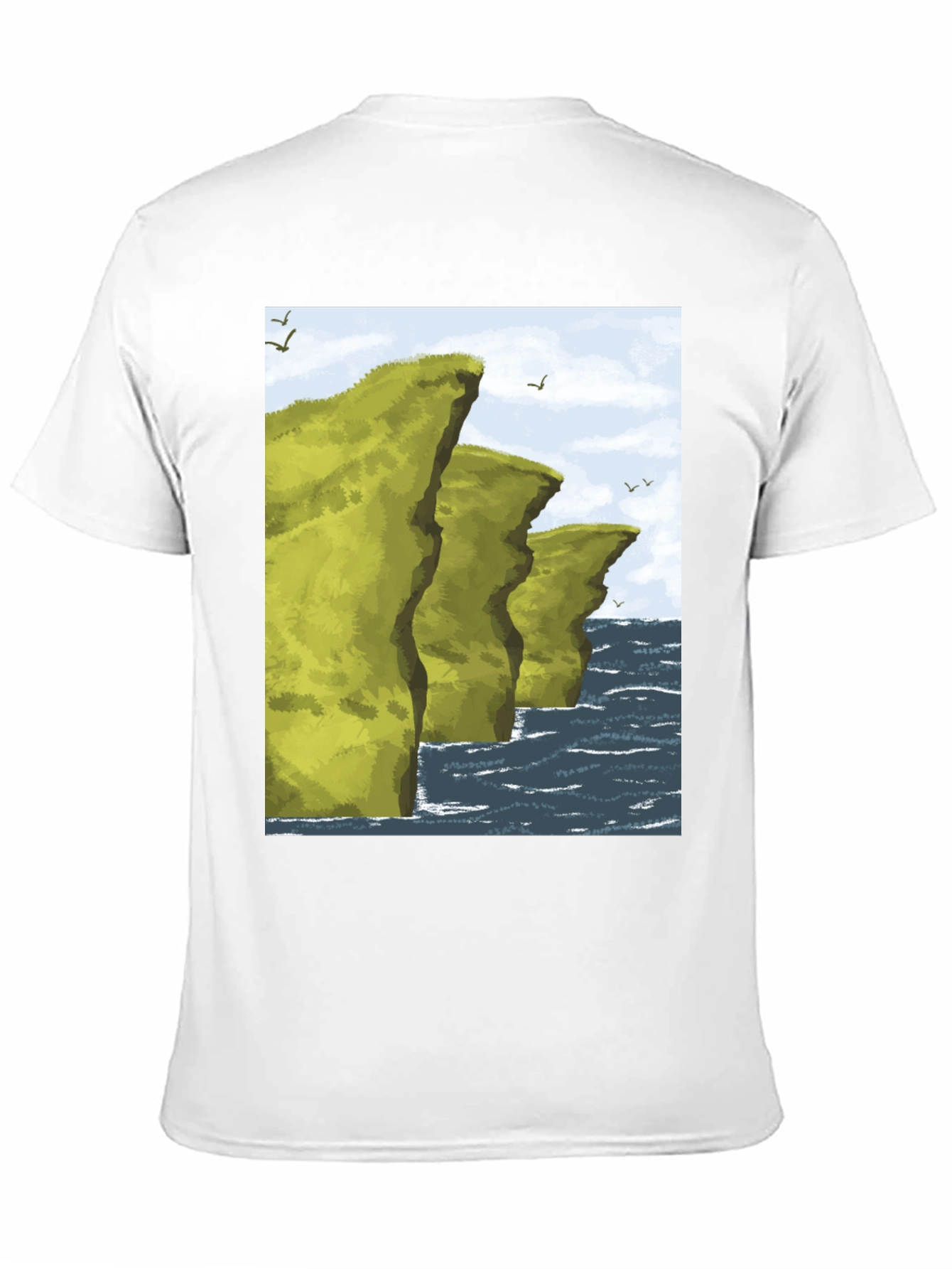 Black Coastal Cliff Graphic Tee - Black Cotton T-Shirt view 11