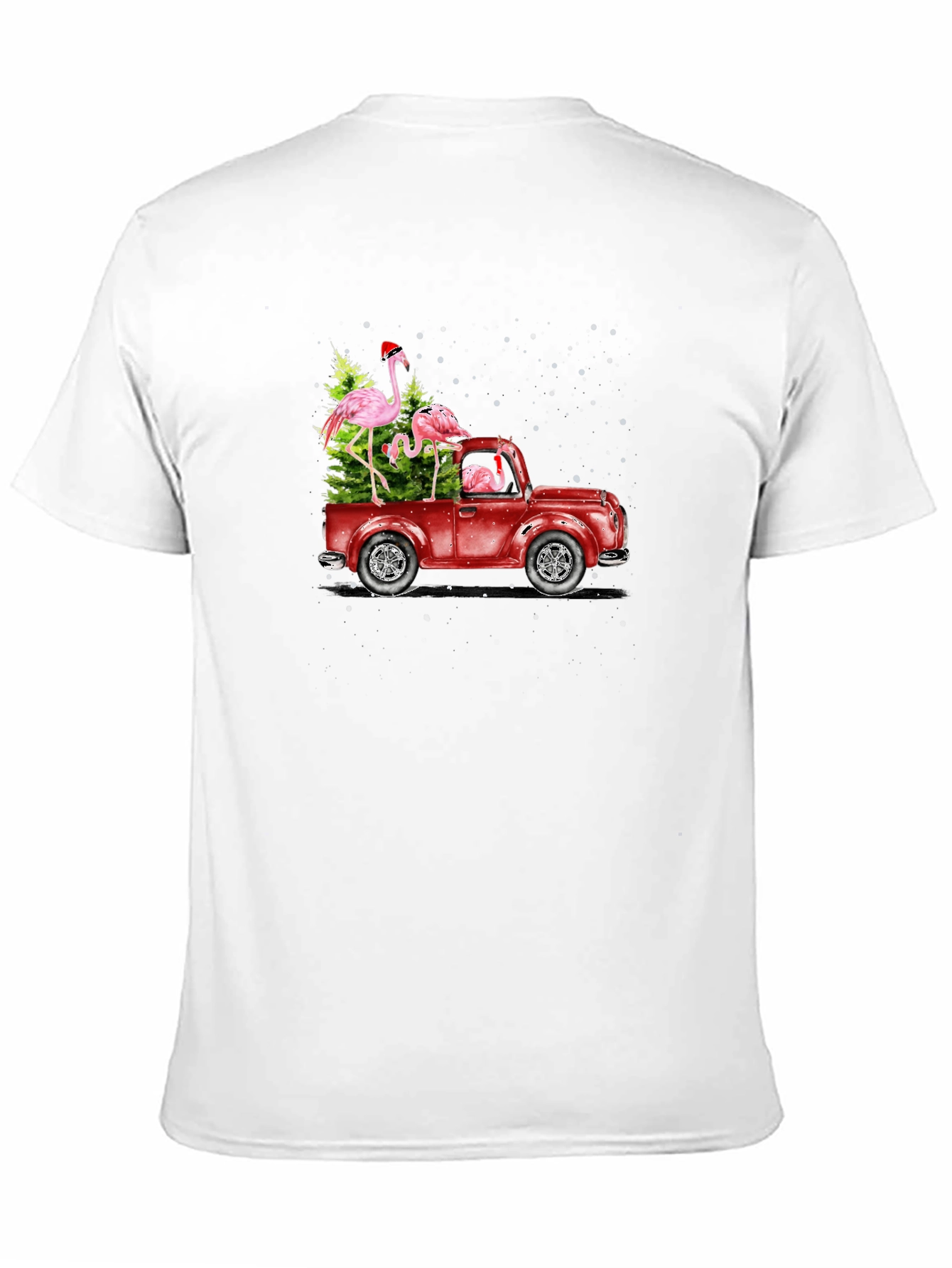 Black Flamingo Christmas Truck T-Shirt view 11