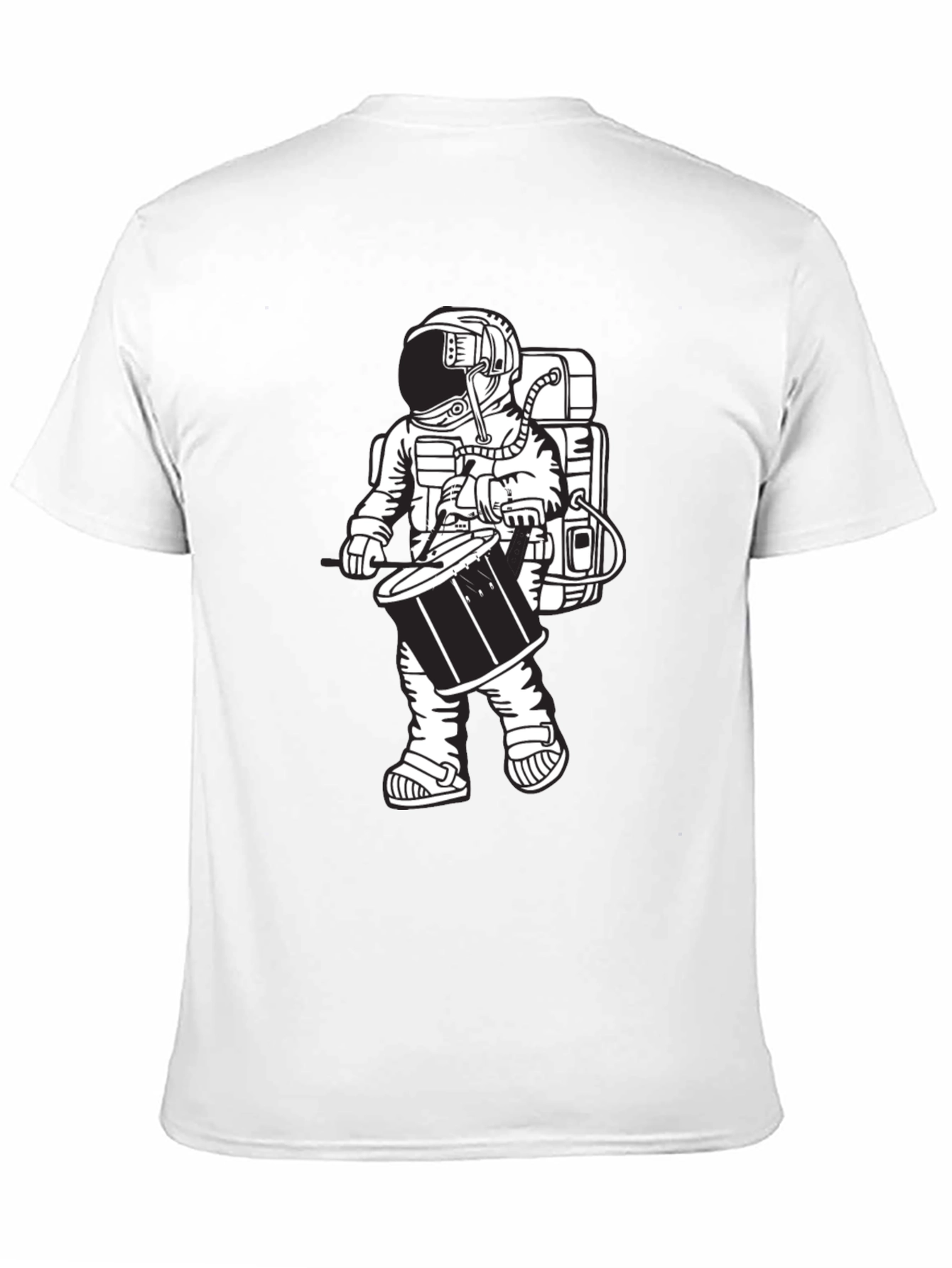 Black Astronaut Drummer Graphic Tee - Black Casual T-Shirt view 11