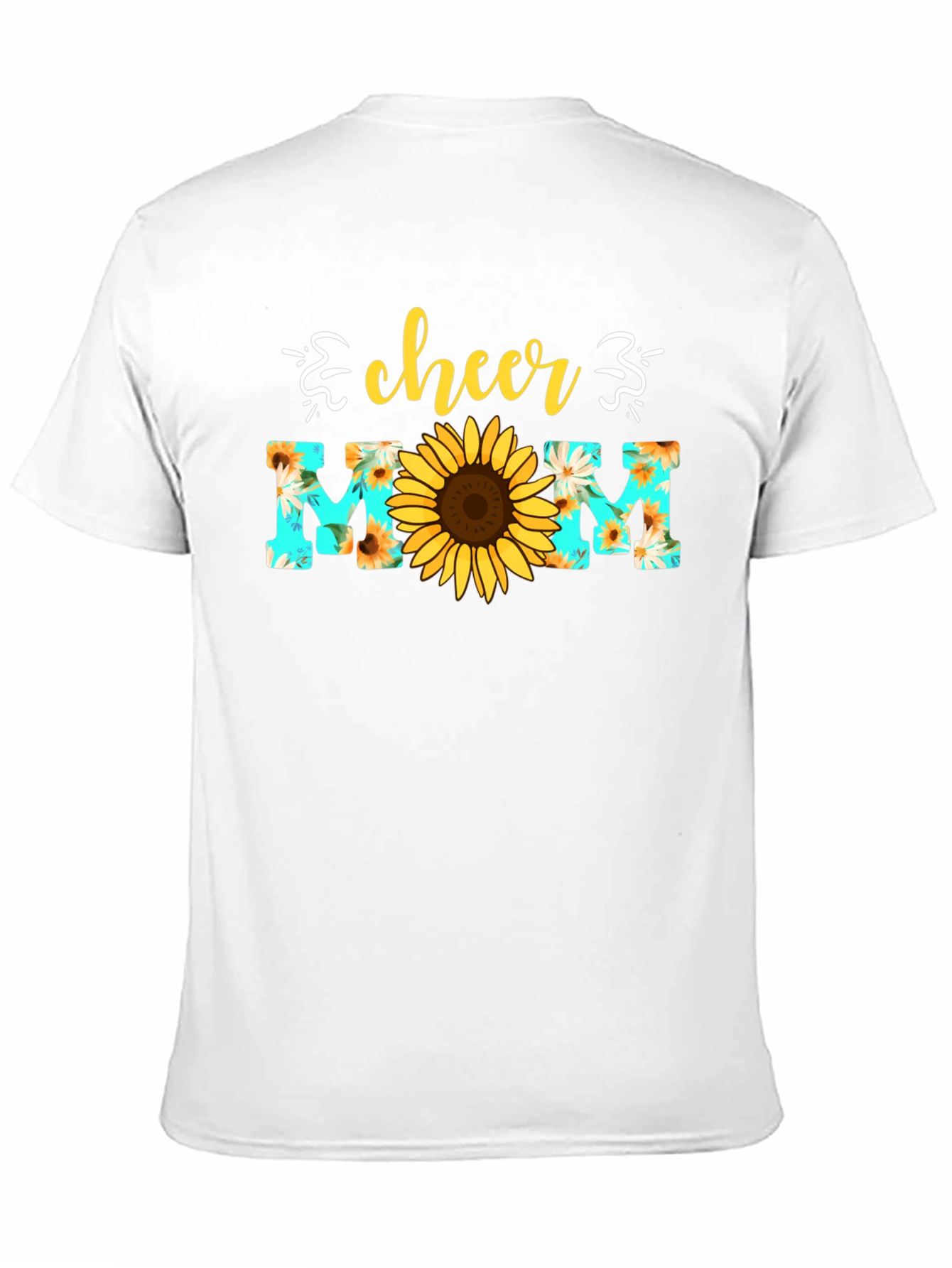 Black Cheer Mom Sunflower Graphic T-Shirt view 11