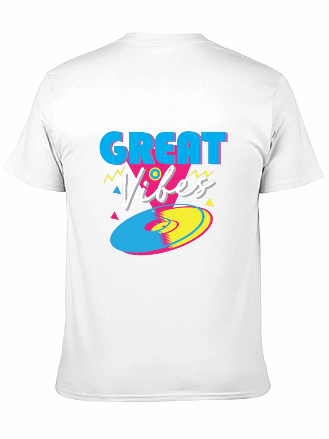 Black Great Vibes Retro T-Shirt - Funky 80s Style Tee view 11