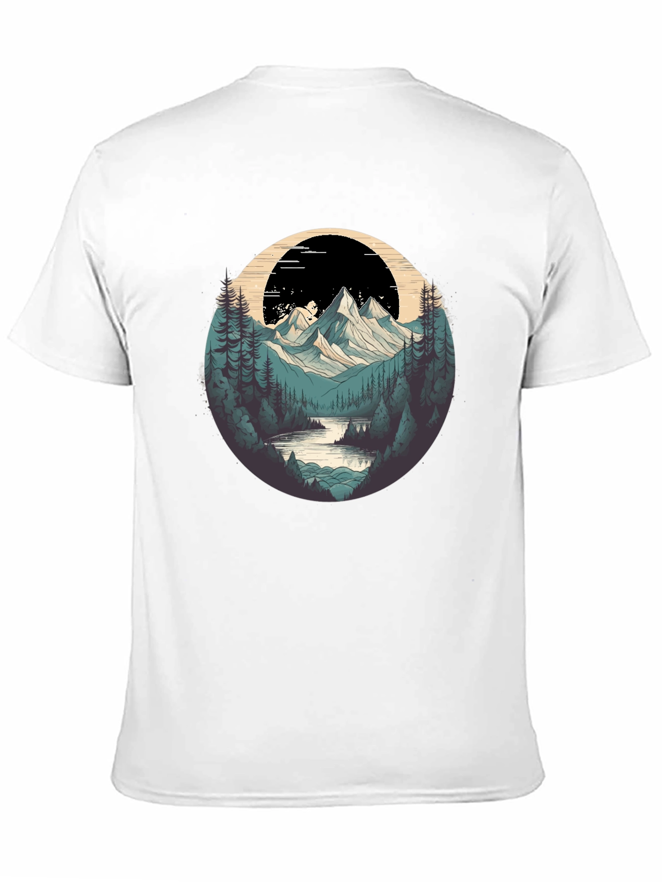 Black Nature Graphic T-Shirt - Mountain and Forest Design view 11
