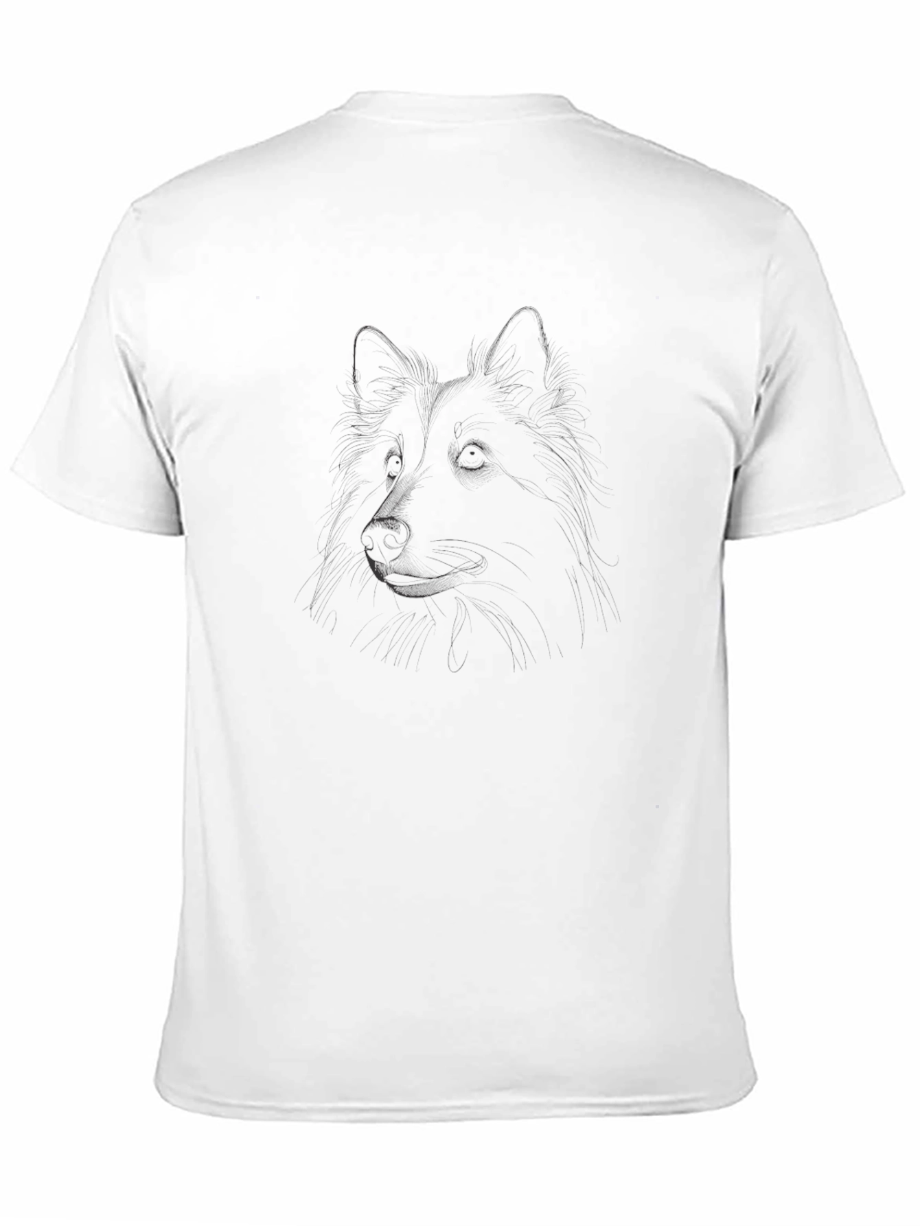 Black Men's Black T-Shirt with Dog Sketch view 11