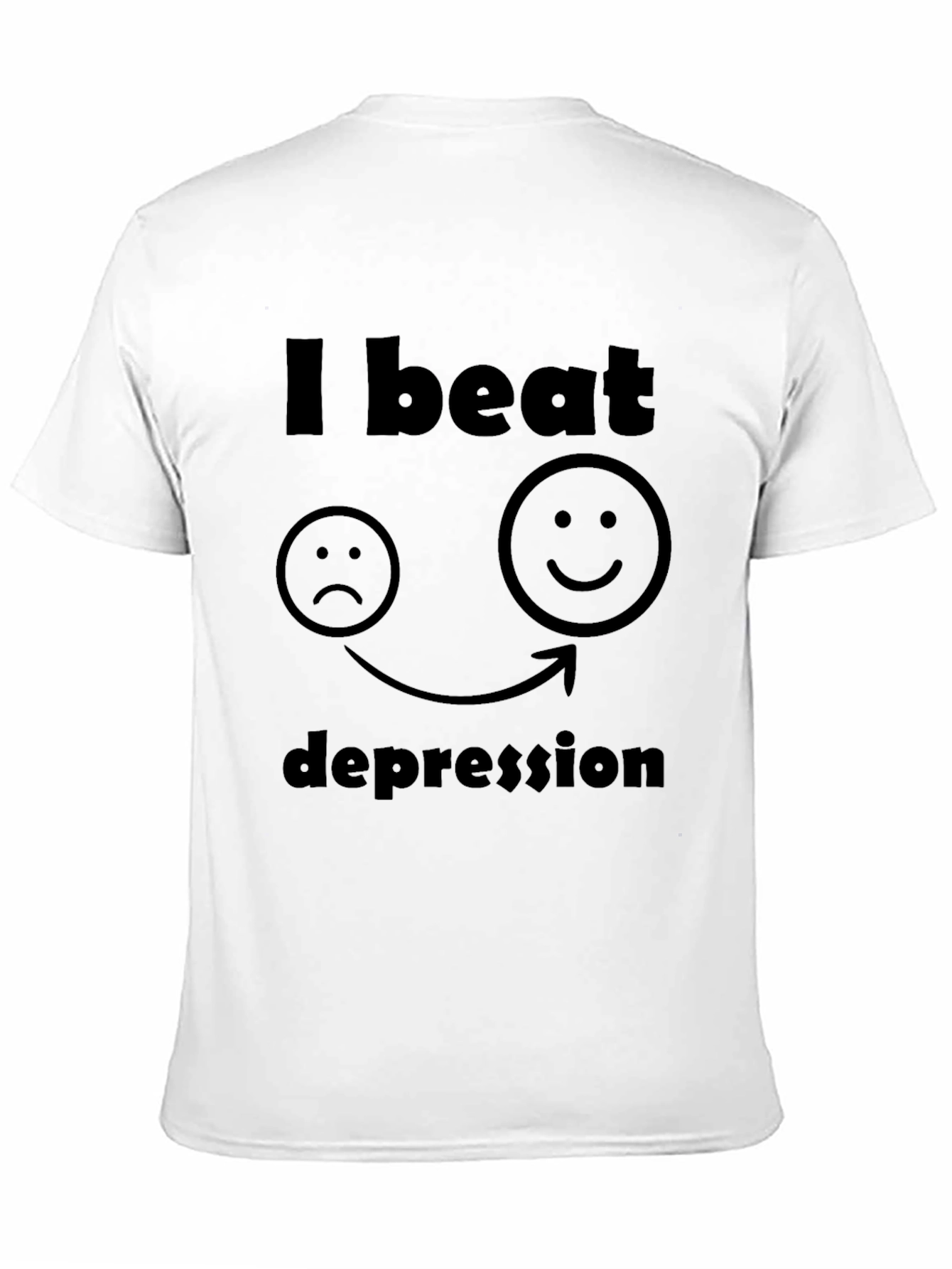 Black I Beat Depression T-Shirt - Black, Graphic Tee view 11