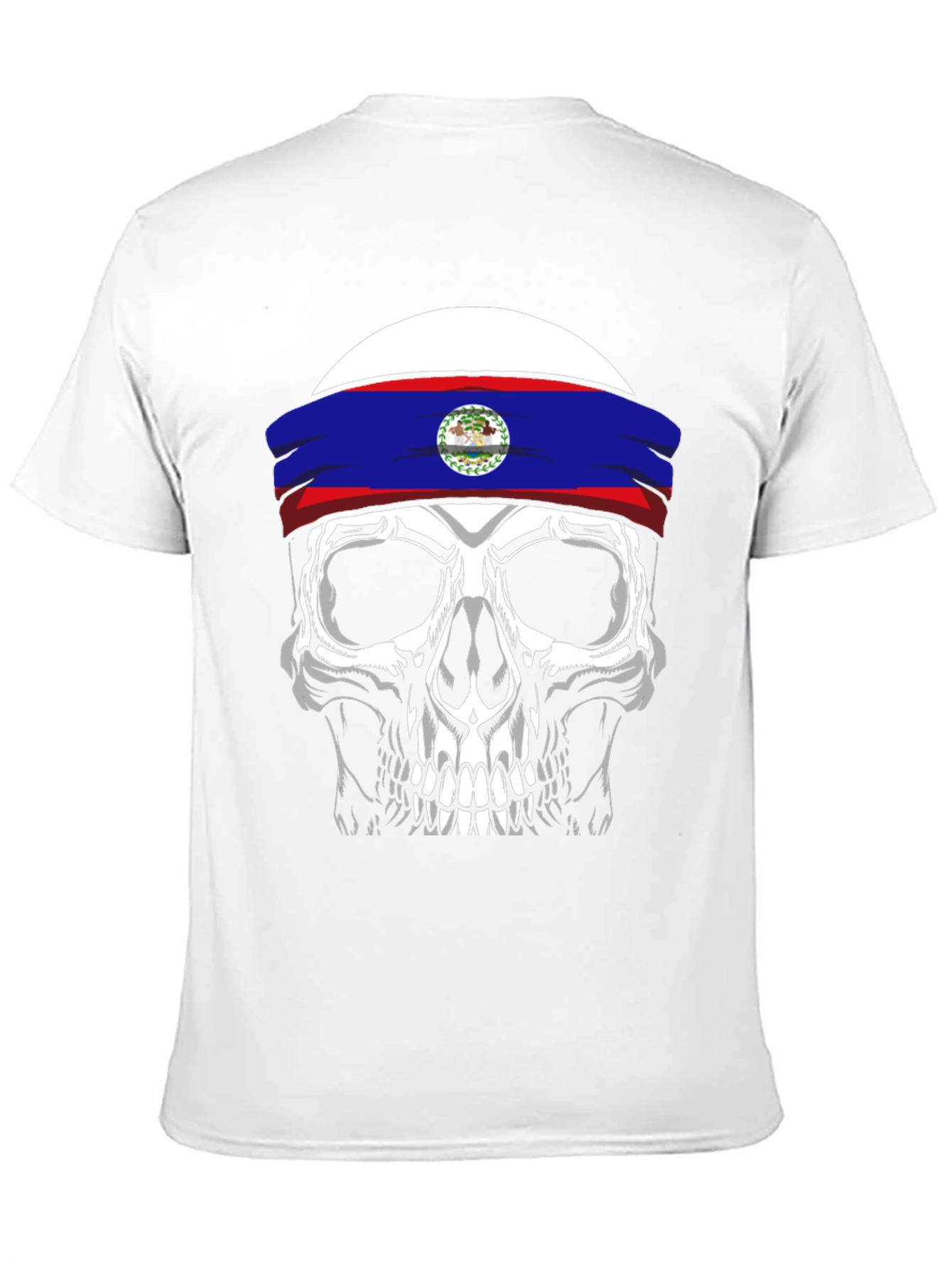 Black Skull Belize Flag Headband T-Shirt view 11