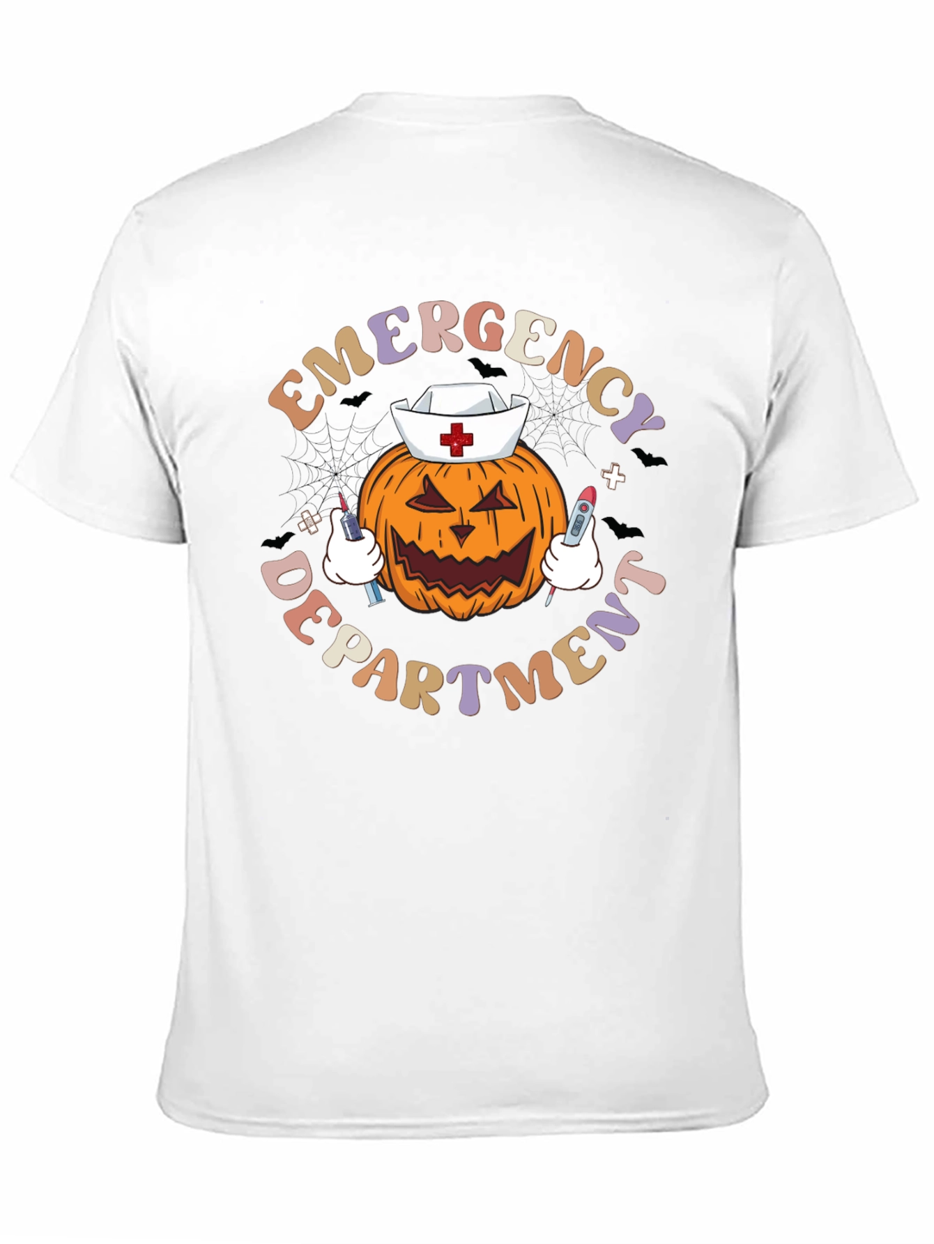 Black Emergency Dept. Halloween Pumpkin Nurse T-Shirt view 11