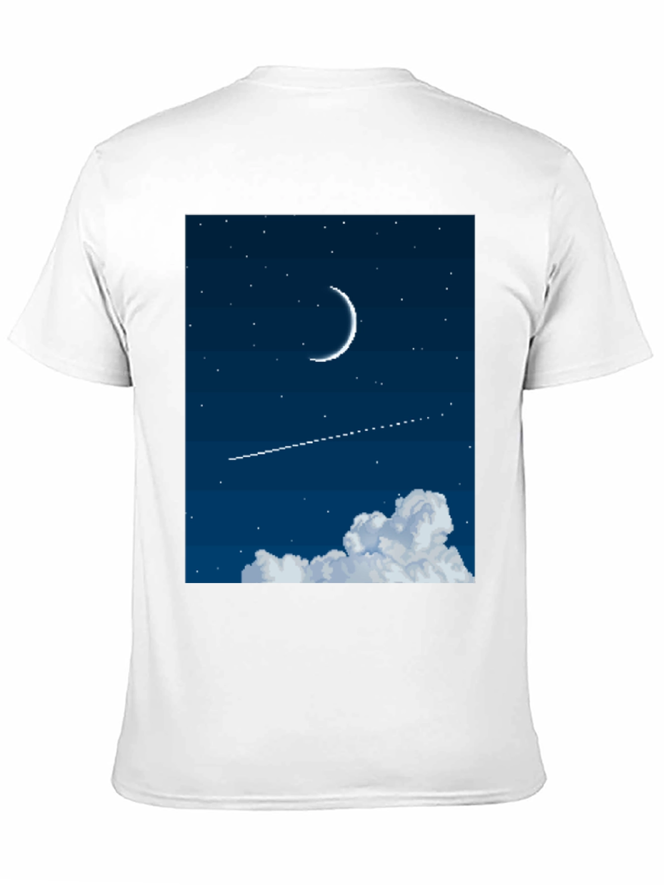 Black Pixel Moon Night Sky Black Tee view 11