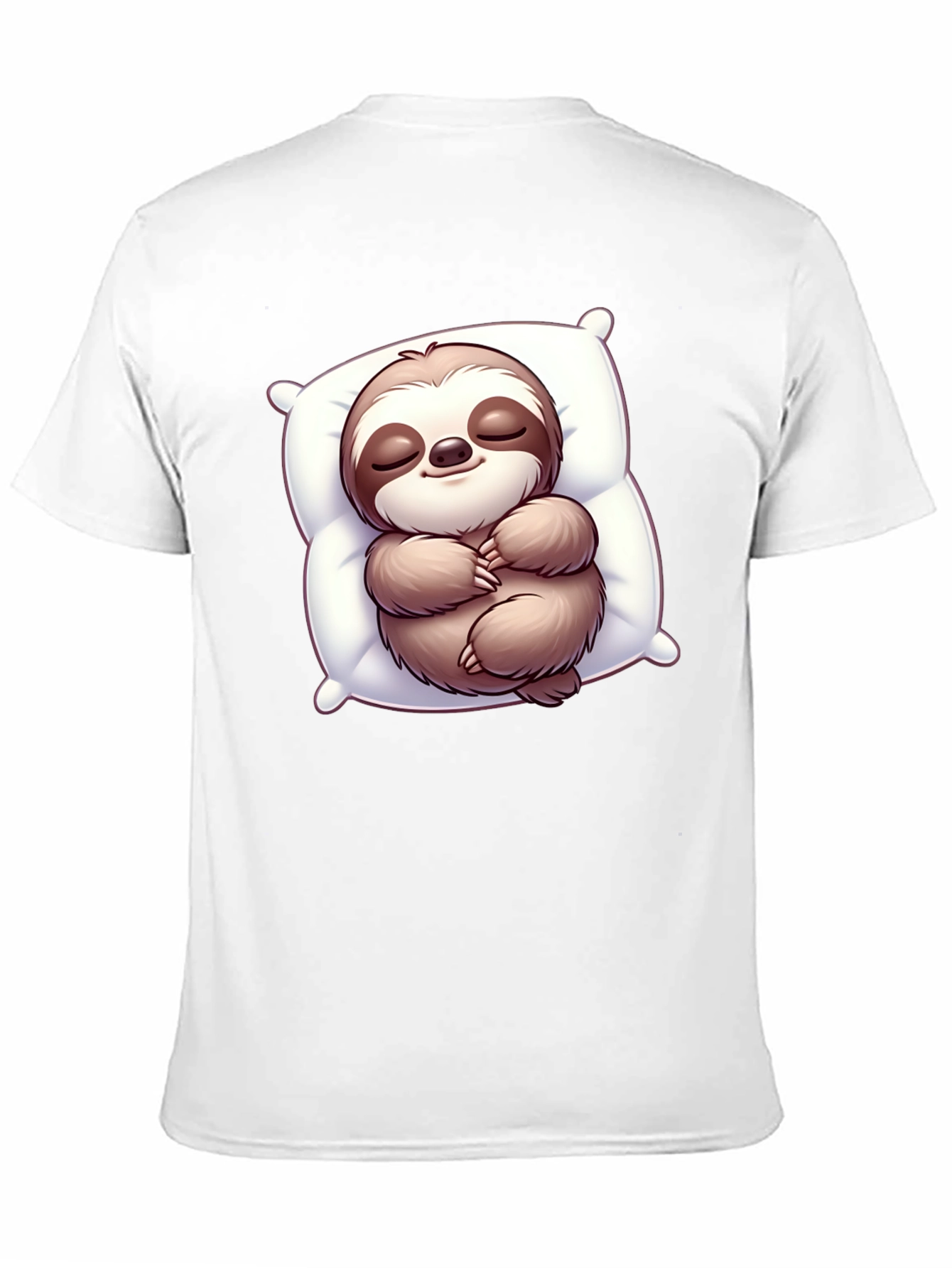 Black Cute Sloth Sleeping on Pillow Black T-Shirt view 11