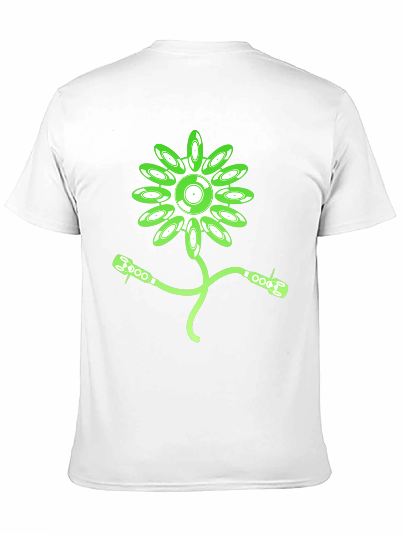 Black Groovy Record Flower Graphic Tee - Black Cotton T-Shirt view 11