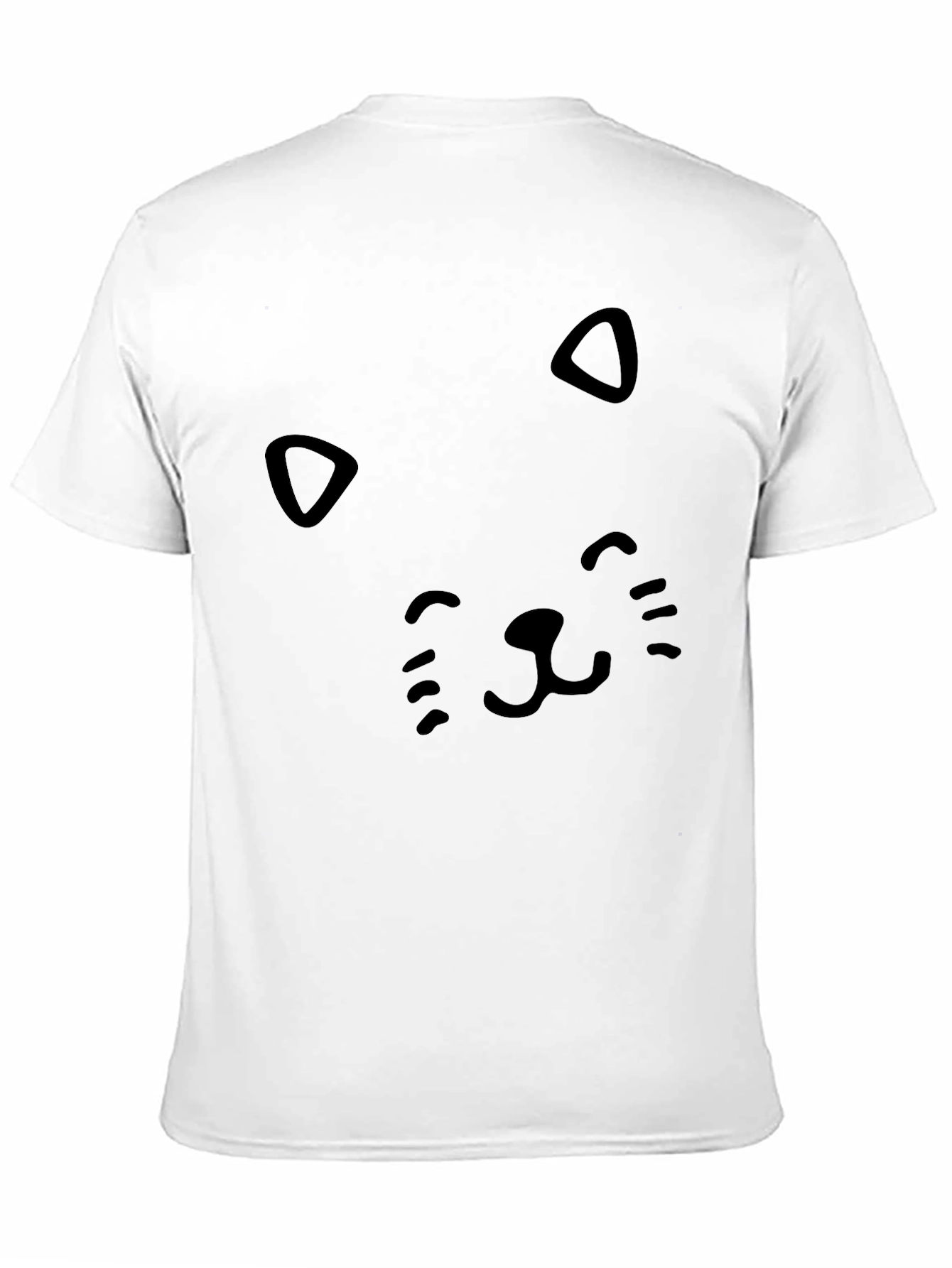 Black Cute Cat Face Black T-Shirt view 11