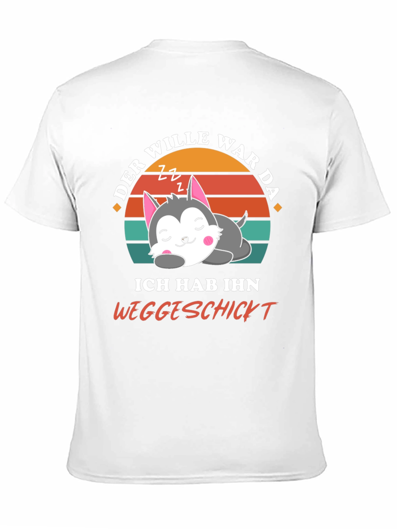 Black Funny Sleepy Wolf T-Shirt -  Der Wille War Da view 11