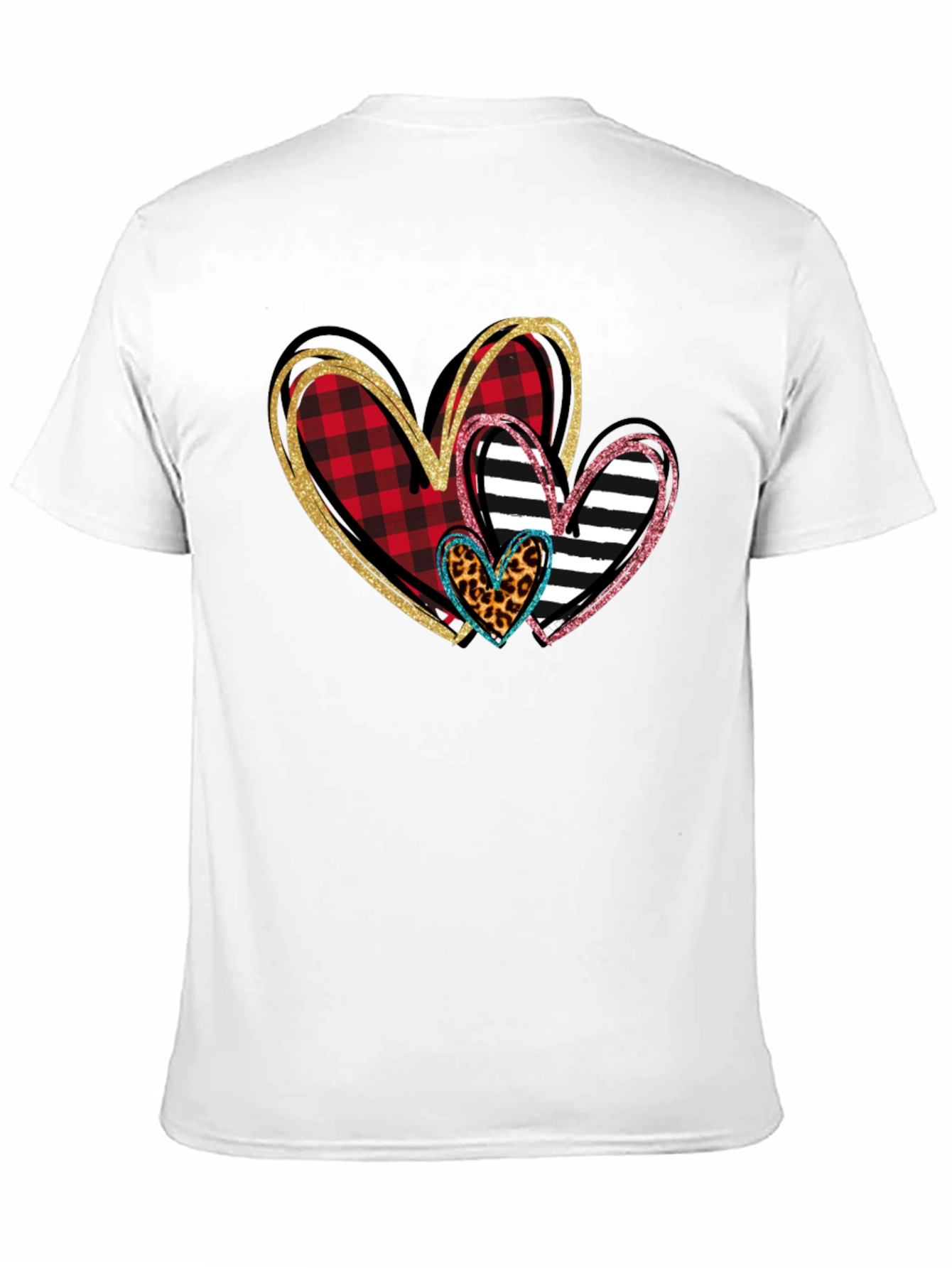 Black Heart Patterned T-Shirt, Valentine's Day Shirt view 11