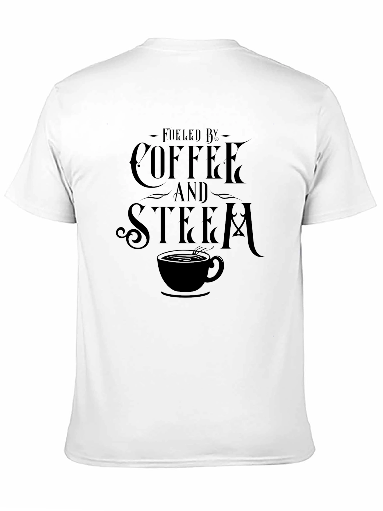 Black Fueled by Coffee and Steam Black T-Shirt view 11