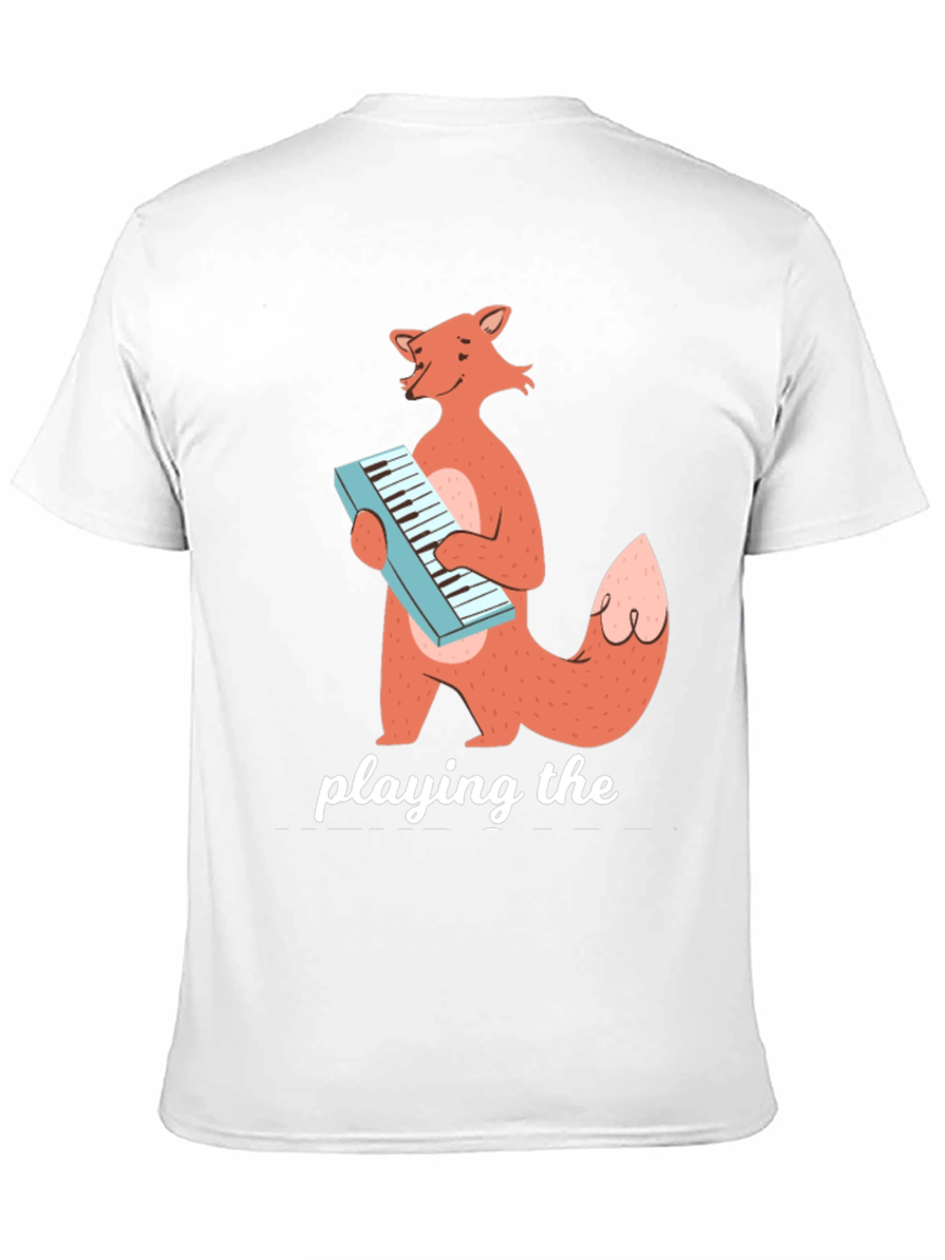 Black Fox Playing Keyboard Funny Graphic T-Shirt view 11