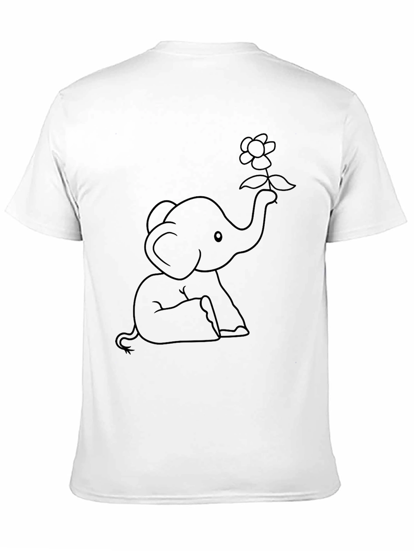 Black Cute Elephant Holding Flower T-Shirt view 11