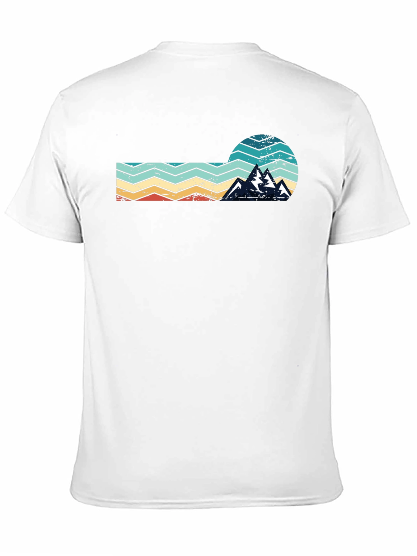 Black Retro Mountain Graphic Tee - Vintage Style Black T-Shirt view 11