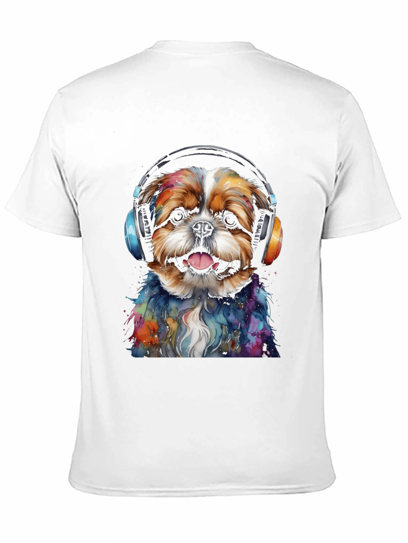 Black Dog with Headphones Graphic Tee view 11