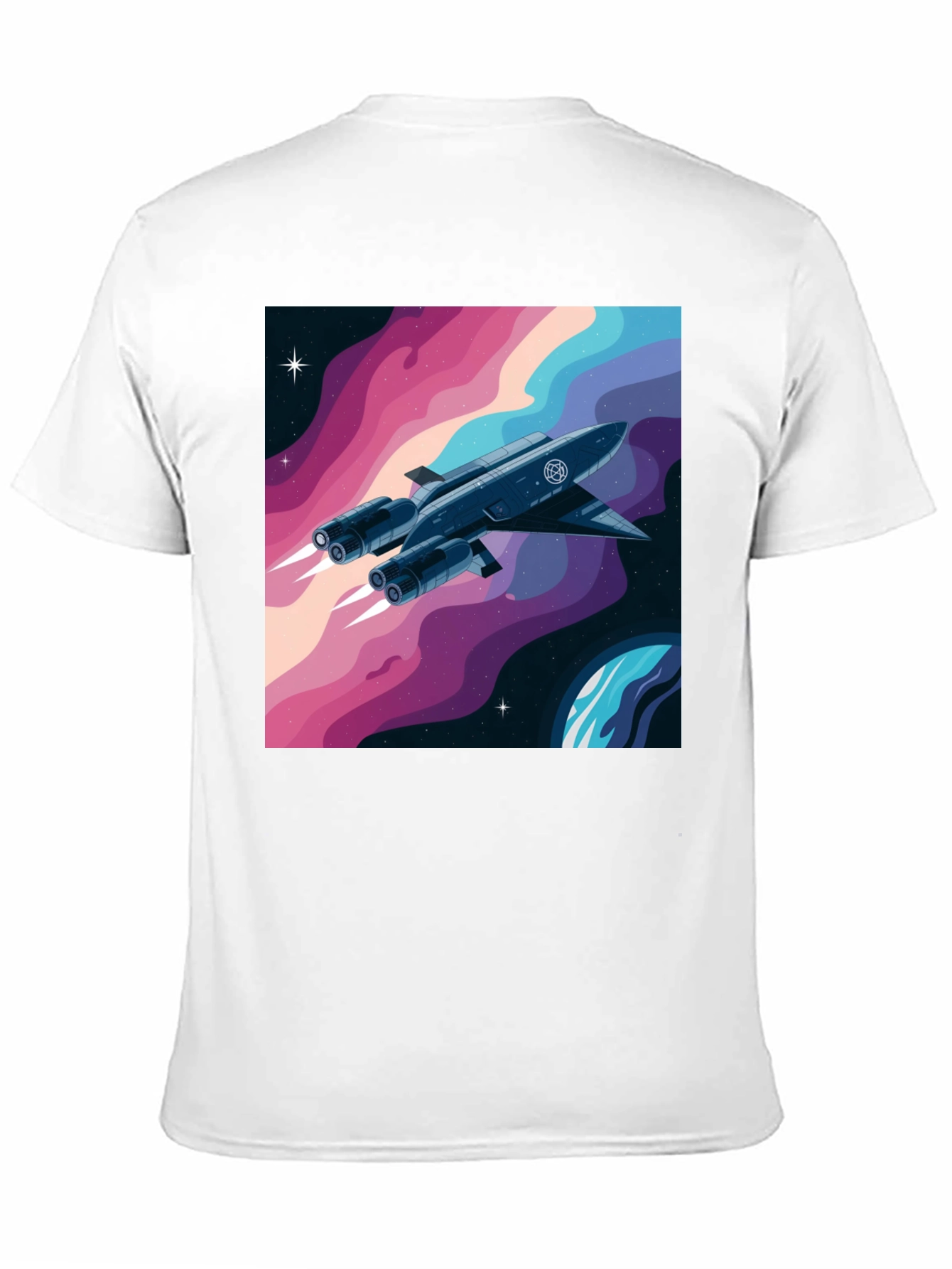 Black Retro Space Rocket Graphic Tee view 11