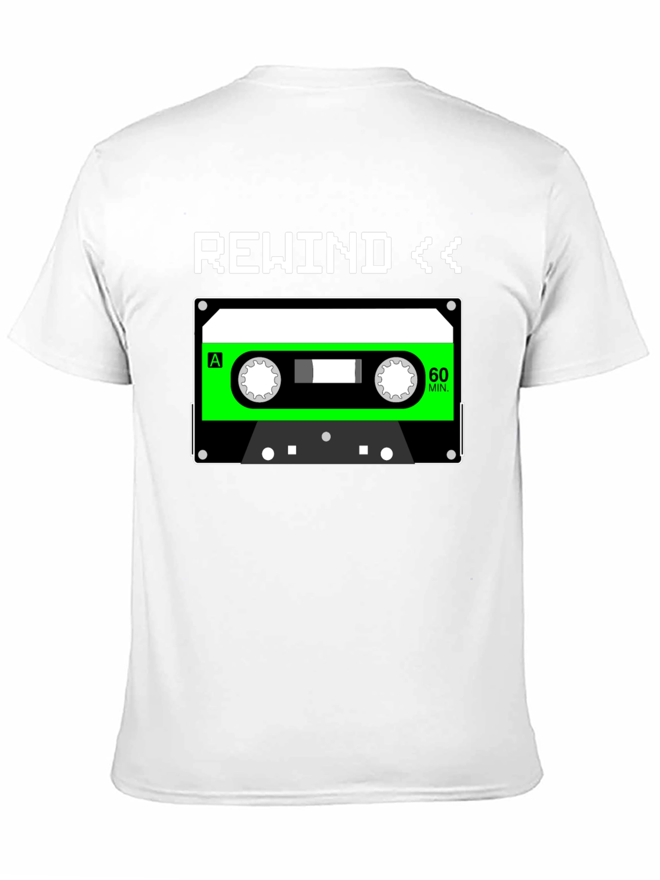 Black Retro Rewind Cassette Tape Graphic Tee - 80s Nostalgia T-Shirt view 11