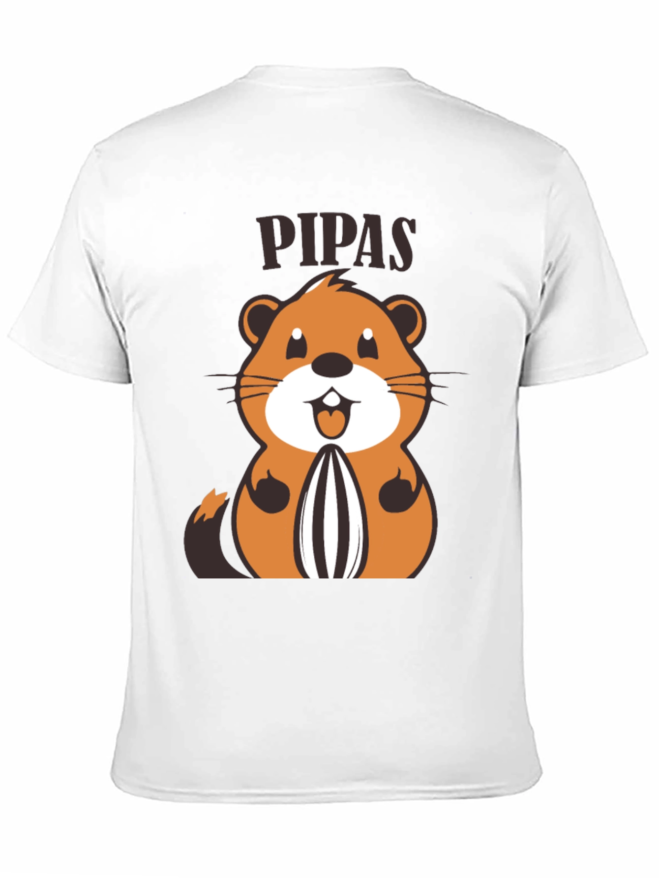 Black Funny PIPAS T-Shirt with Cartoon Animal Design view 11