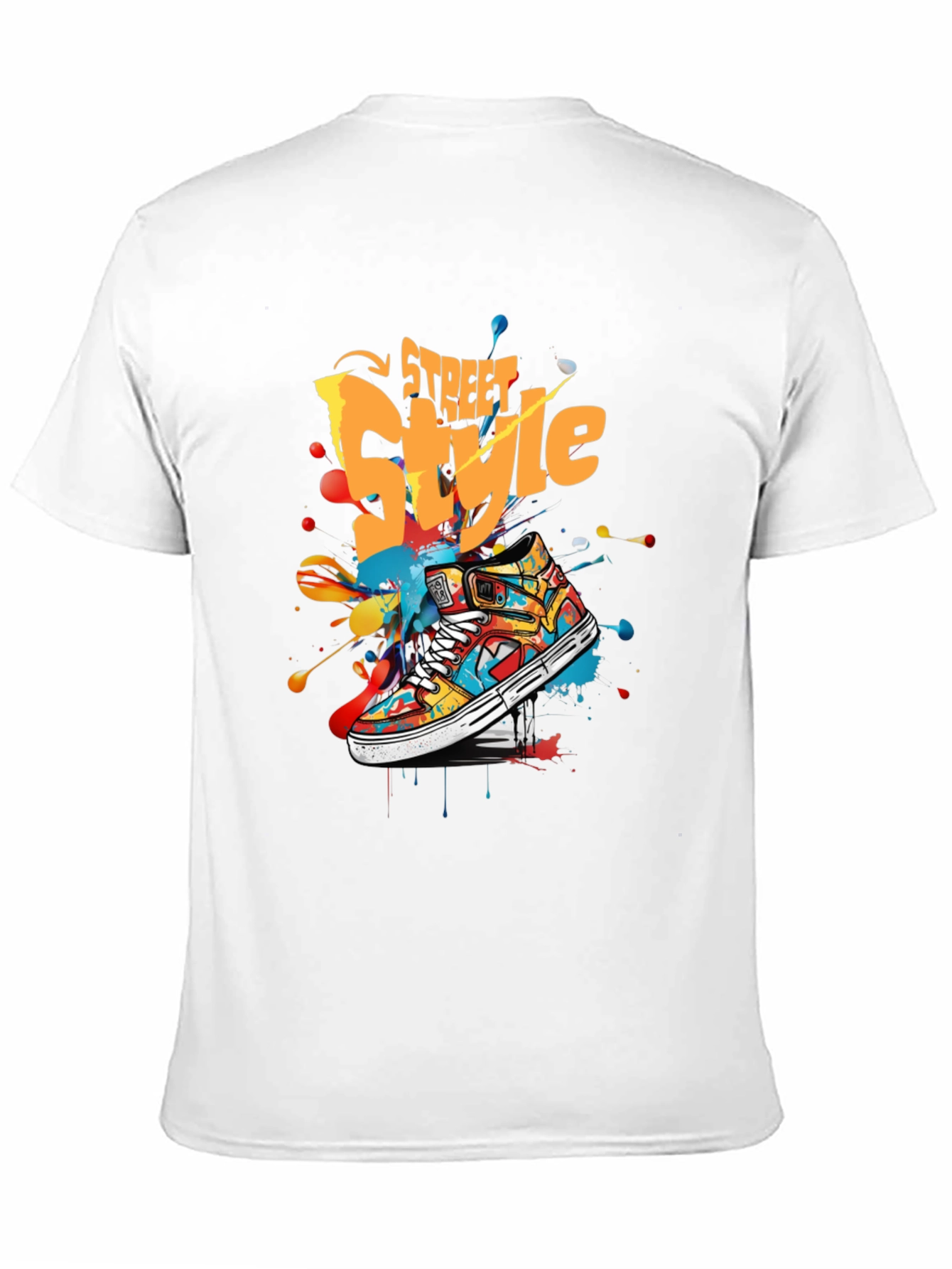 Black Street Style Graphic Tee - Colorful Sneaker Design view 11