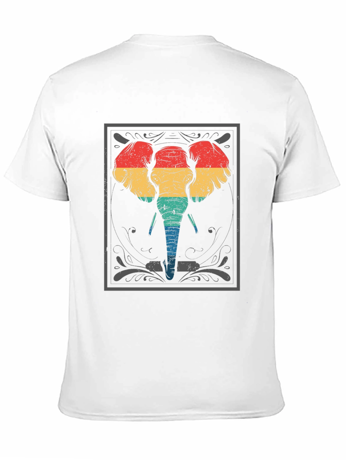 Black Retro Elephant Graphic T-Shirt - Unique Animal Print view 11