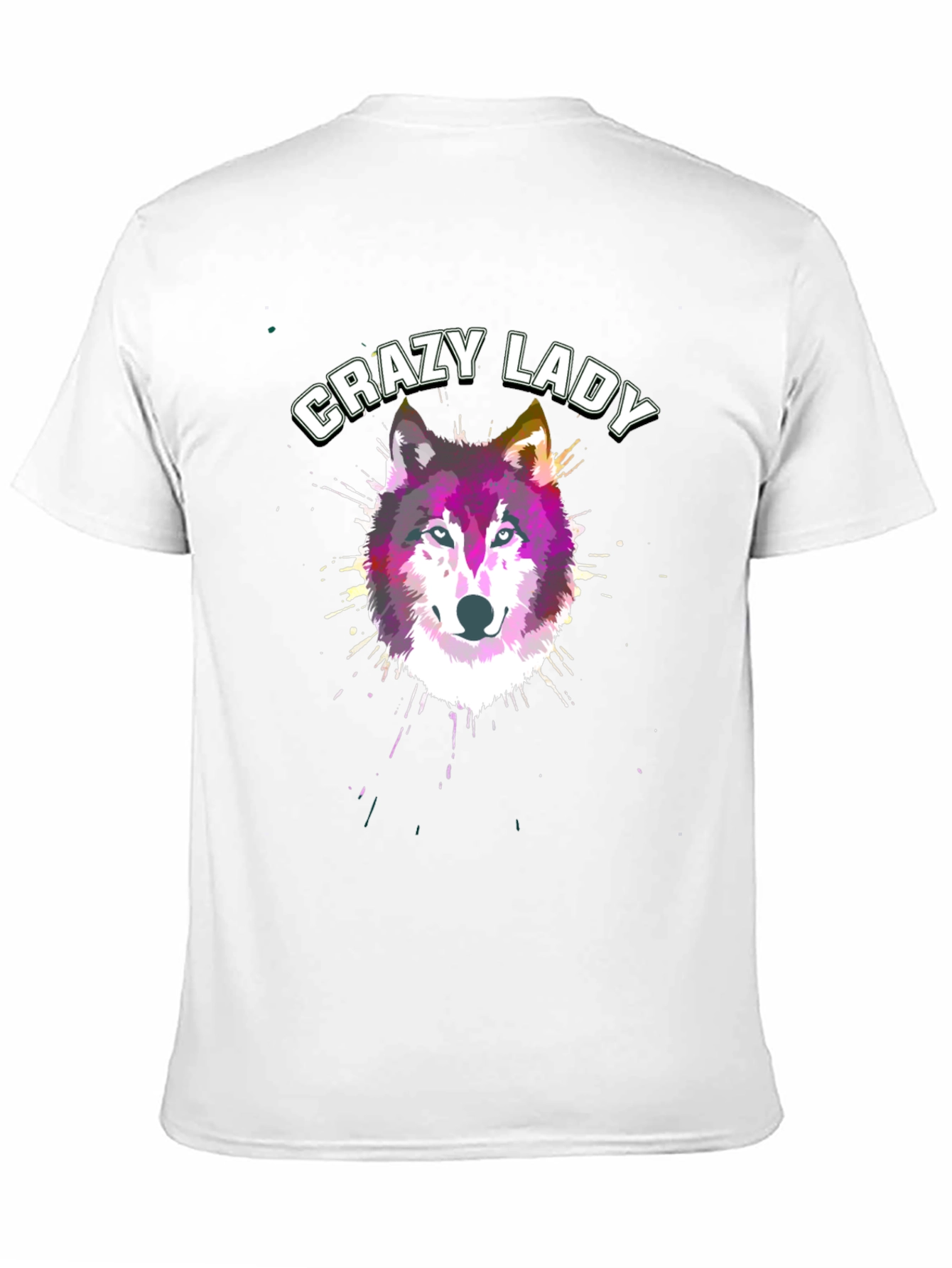 Black Crazy Lady Wolf Graphic T-Shirt | Unisex view 11