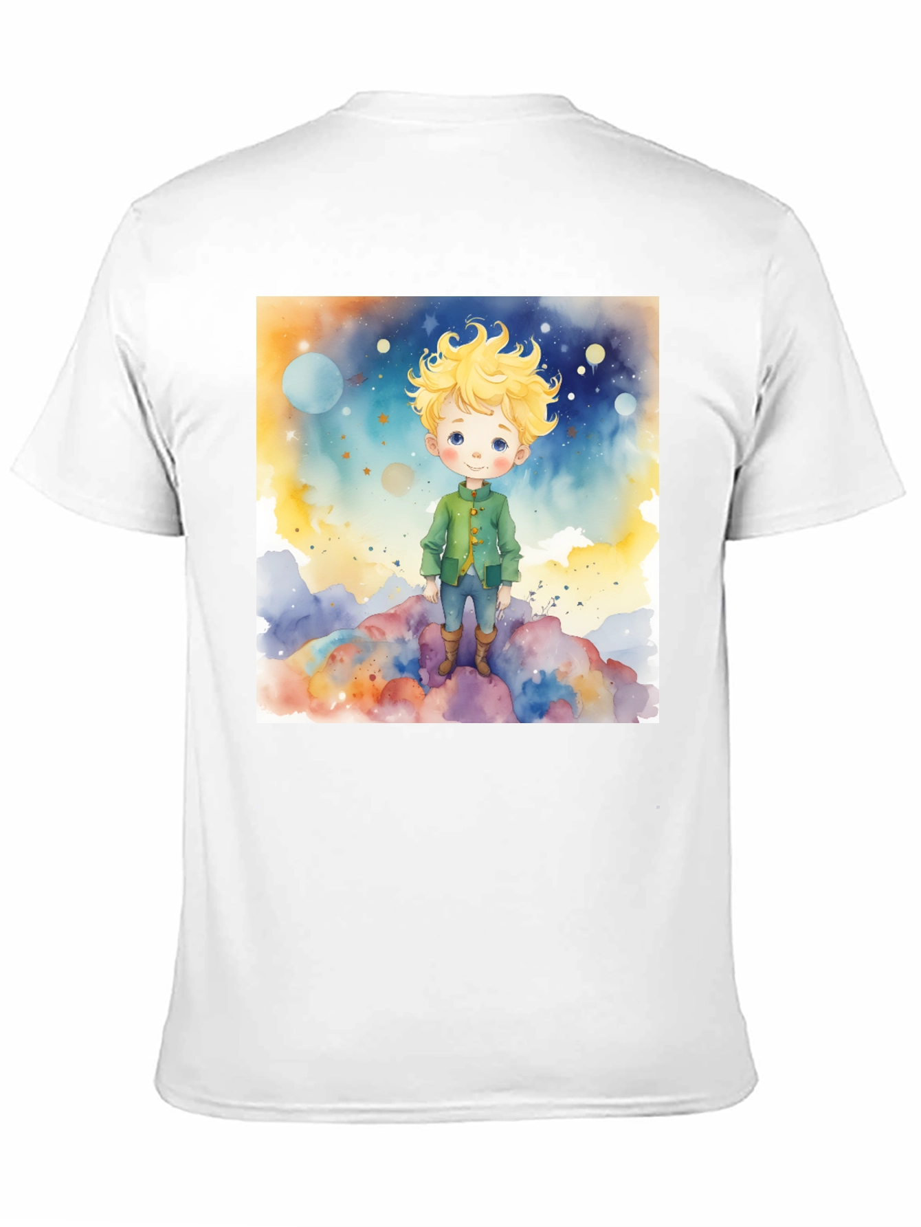 Black Little Prince Watercolor Graphic Tee - Soft Cotton Blend view 11
