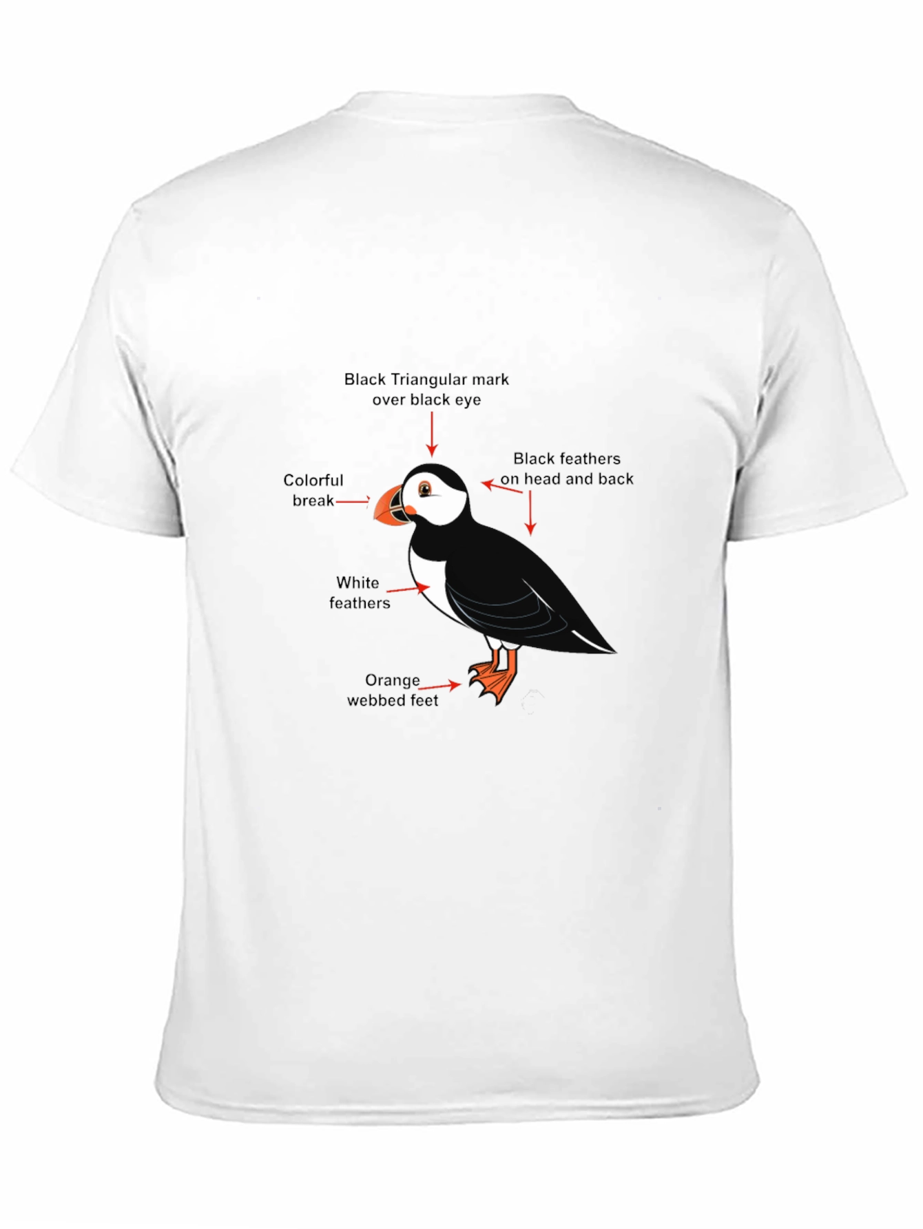 Black Puffin Bird Graphic Tee - Black Cotton Blend T-Shirt view 11