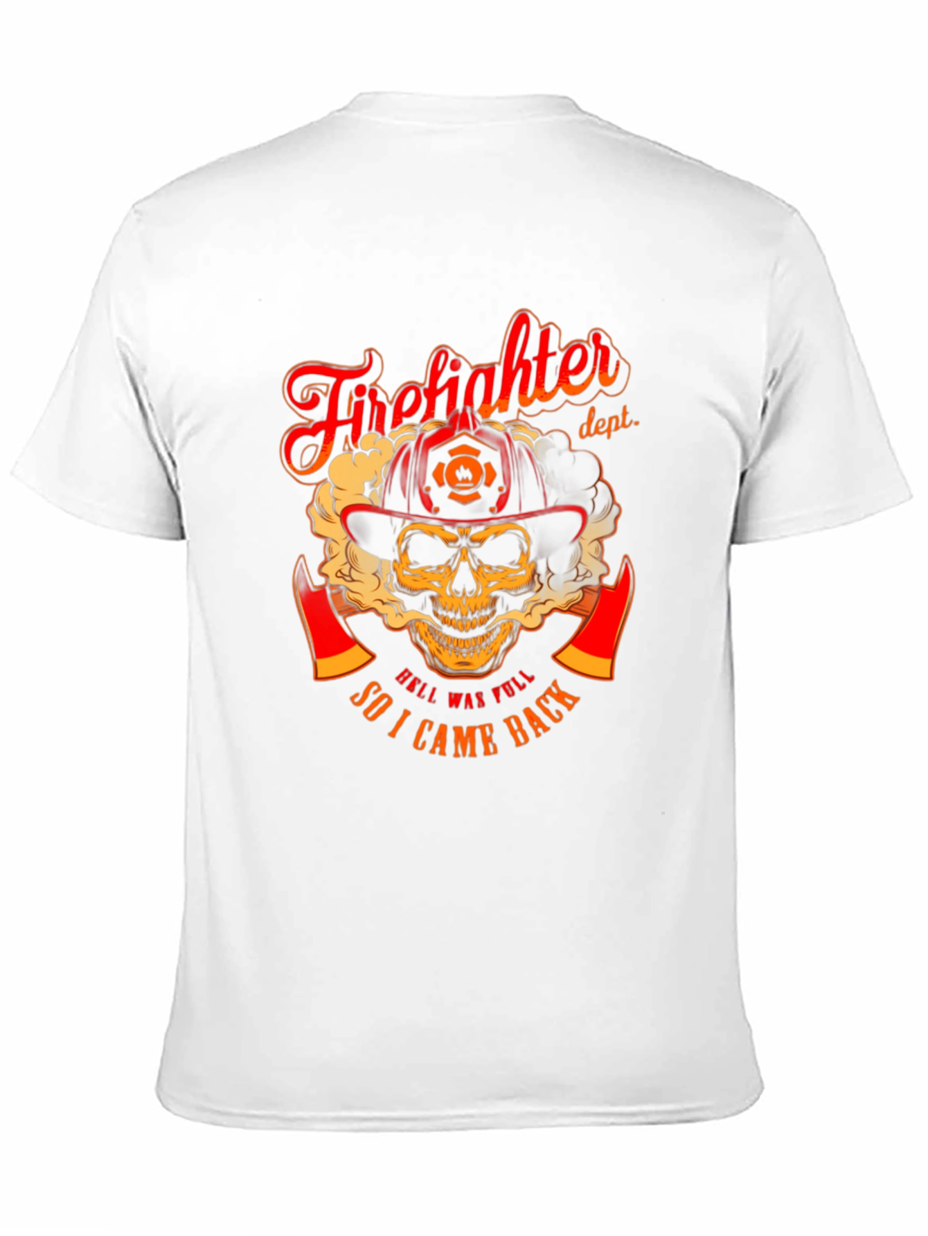 Black Firefighter Skull Graphic T-Shirt - "Hell Was Full" Design view 11