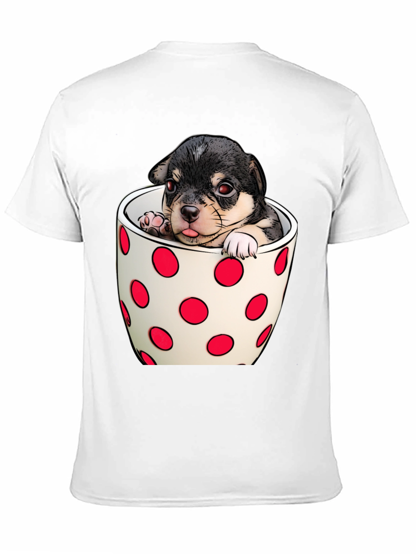 Black Puppy in a Cup T-Shirt - Cute Dog Tee view 11