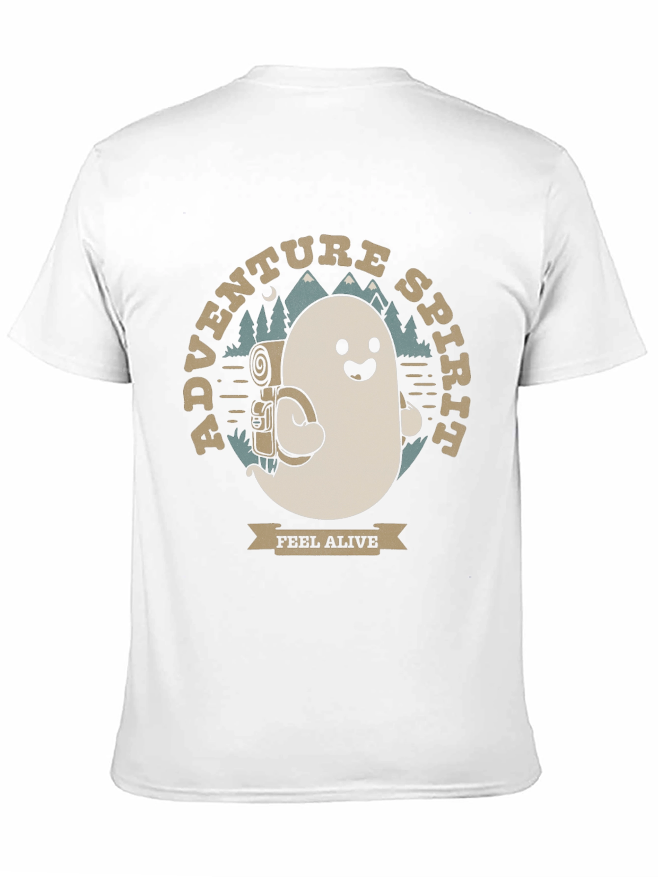 Black Adventure Spirit T-Shirt: Ghost with Backpack view 11