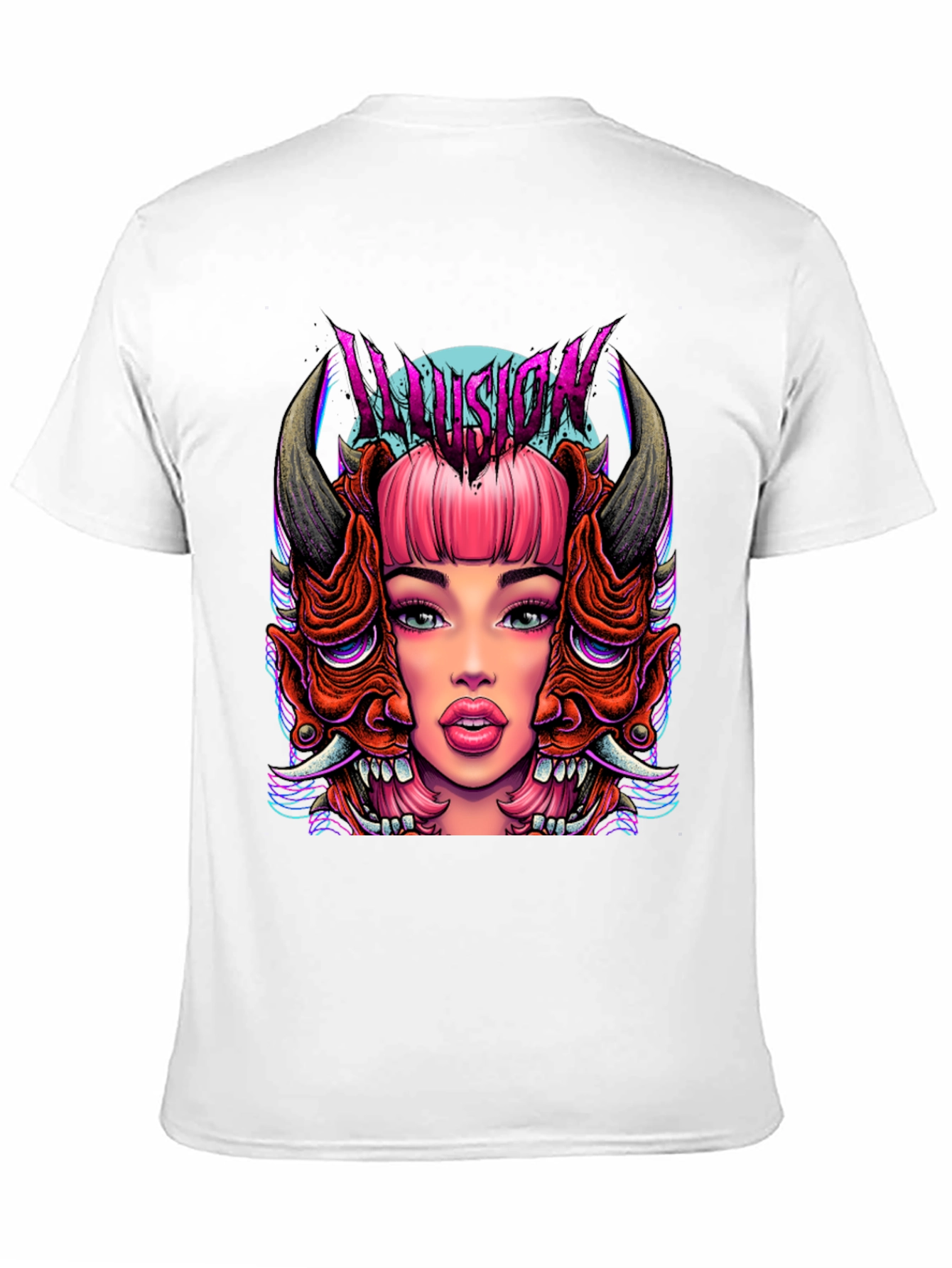 Black Illusion Graphic Tee - Edgy Demon Girl Design view 11