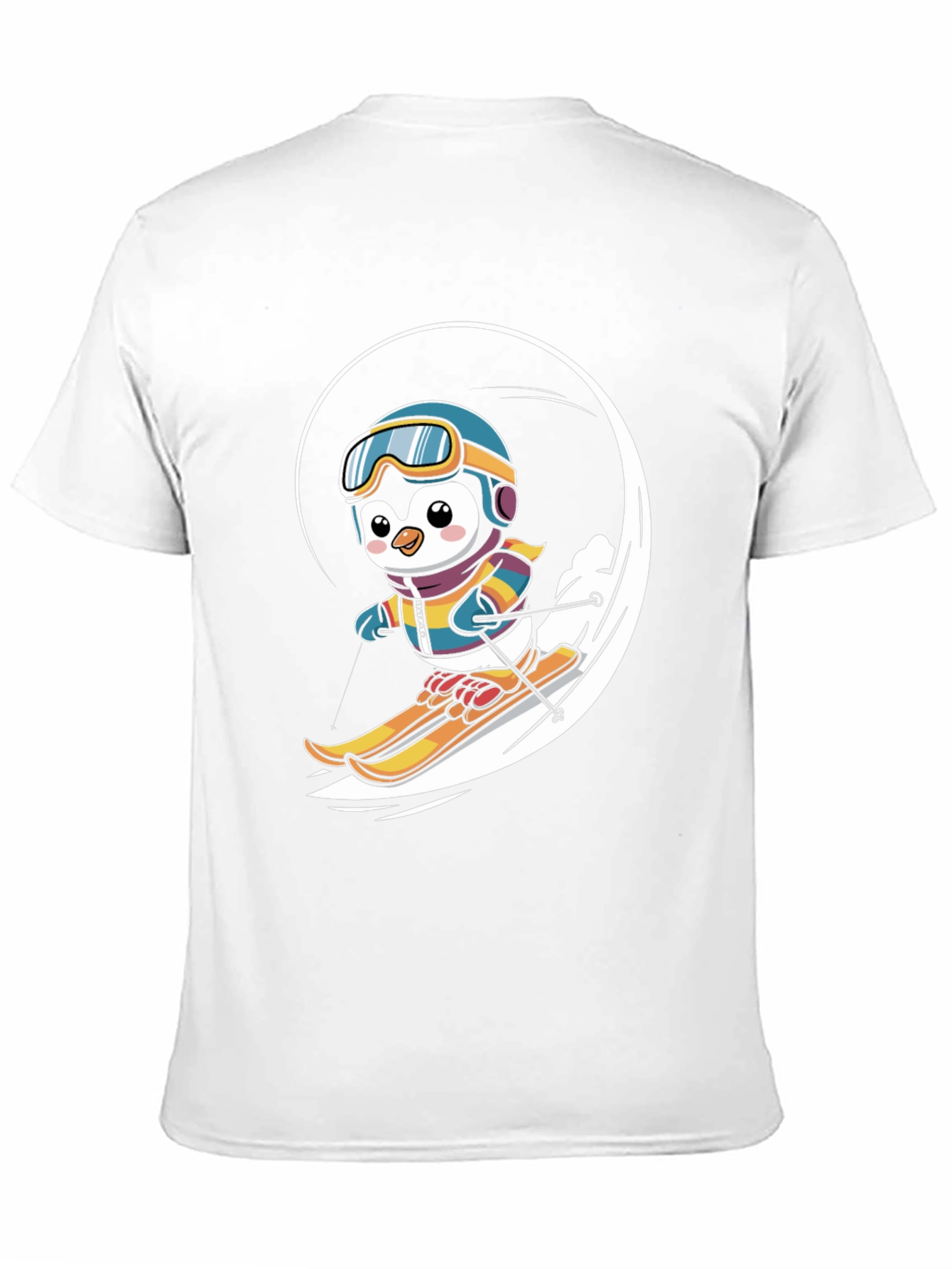 Black Penguin Skiing Graphic Tee - Winter Fun T-Shirt view 11