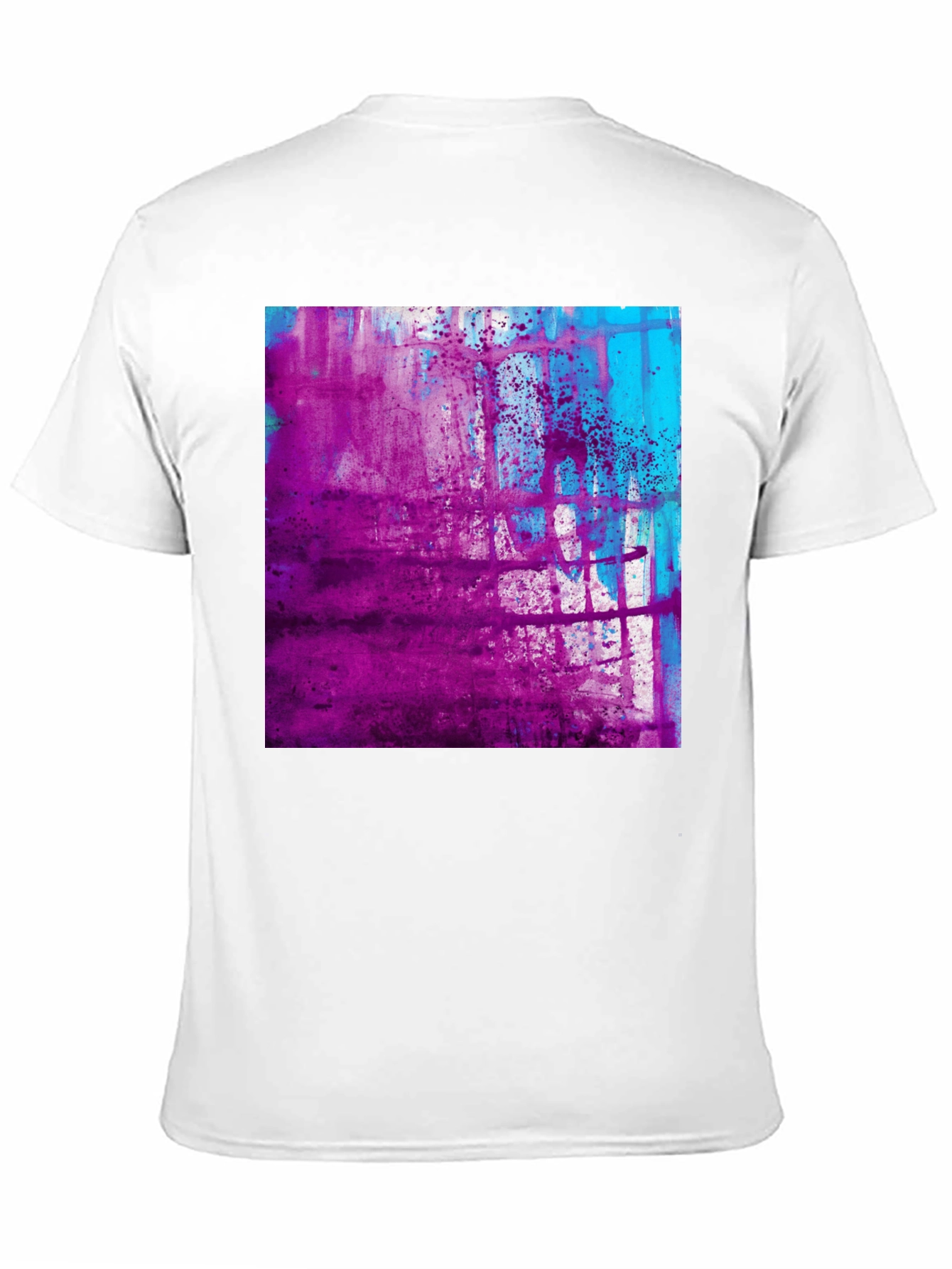 Black Abstract Purple & Blue Graphic Print Black T-Shirt view 11