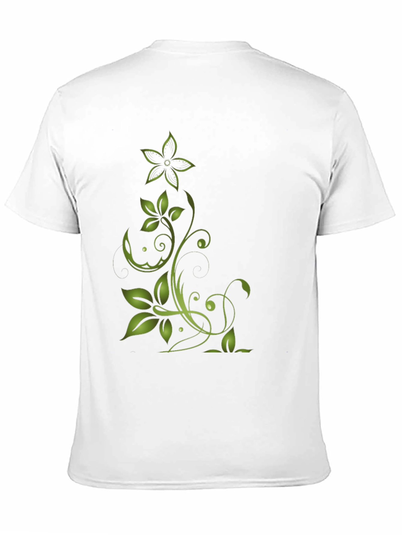 Black Green Floral Design Black T-Shirt view 11