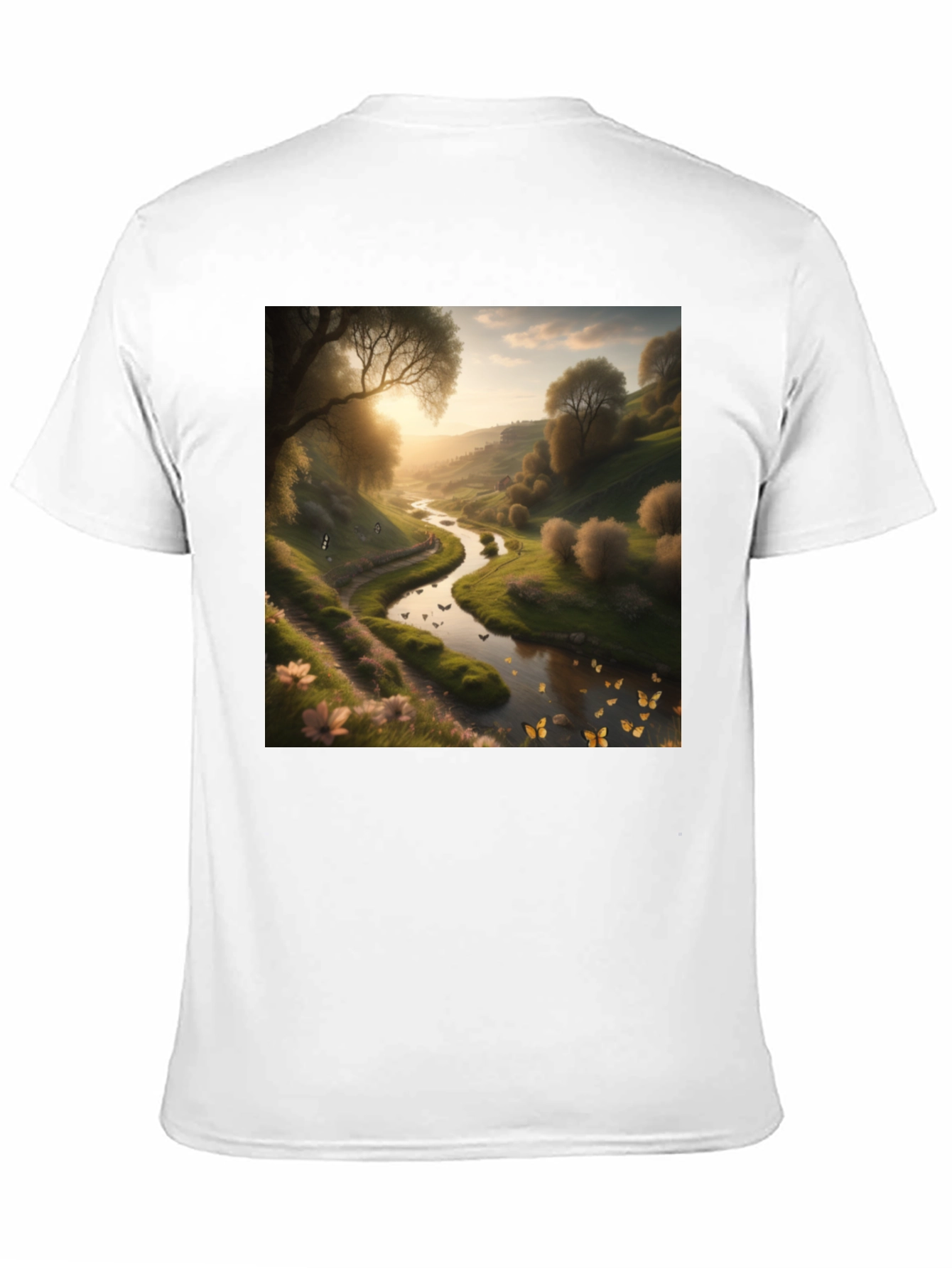 Black Nature River Graphic Tee - Men's Black T-Shirt view 11