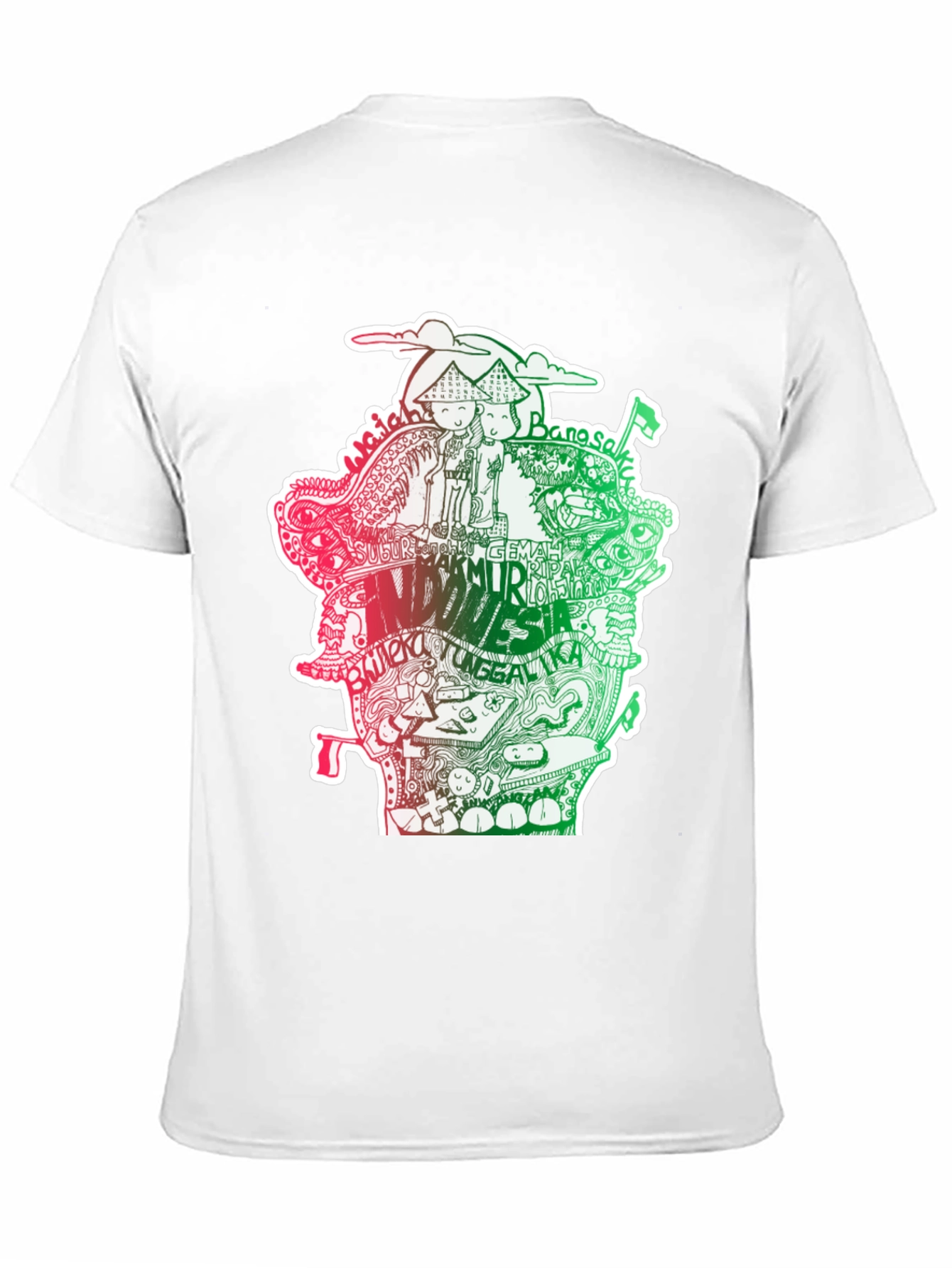 Black Indonesia Doodle Art Black T-Shirt view 11