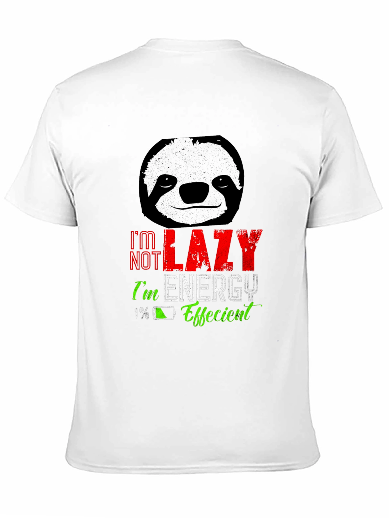 Black Lazy Sloth Energy Efficient Men's Black T-Shirt view 11