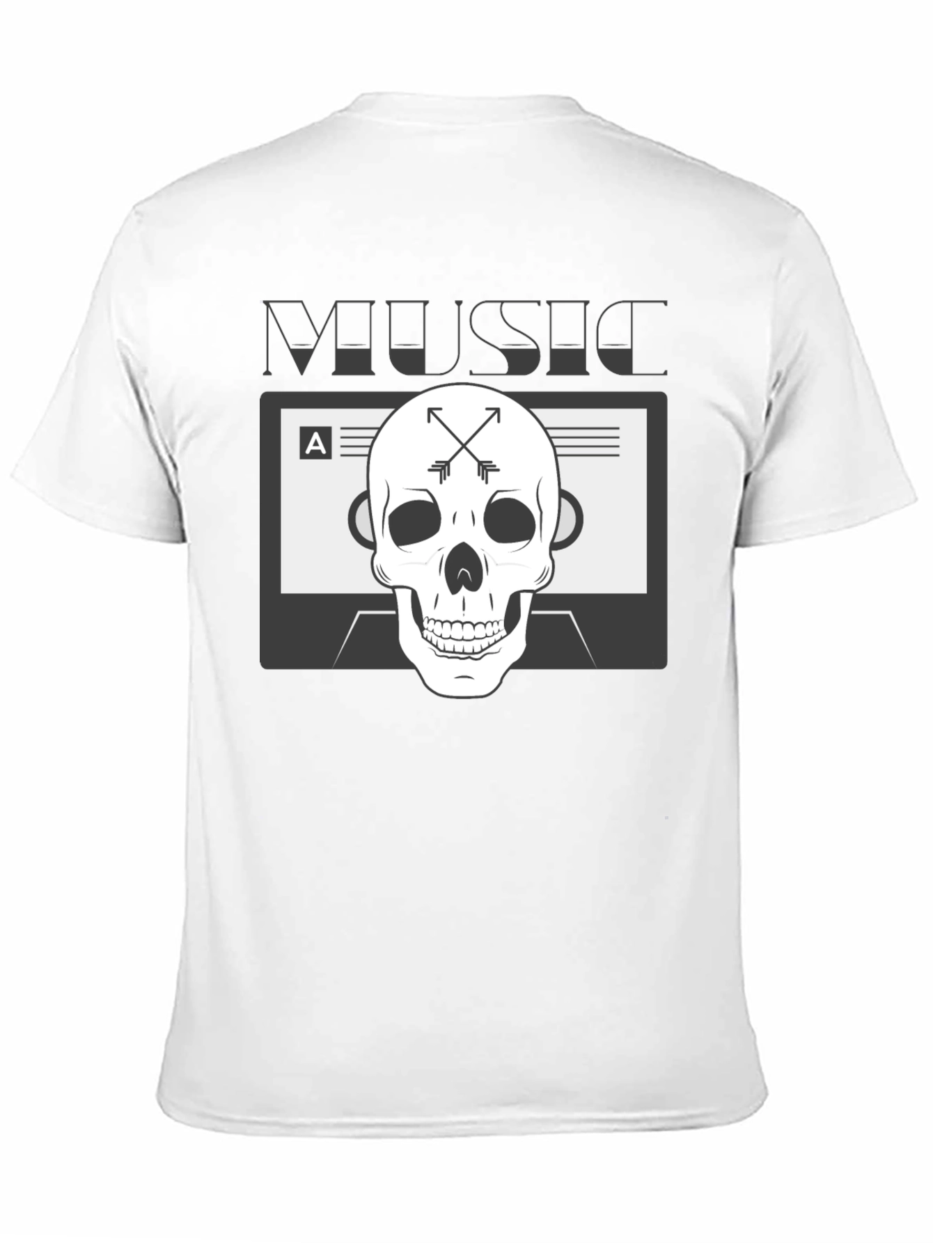 Black Music Skull Graphic Tee - Black Cotton Blend T-Shirt view 11
