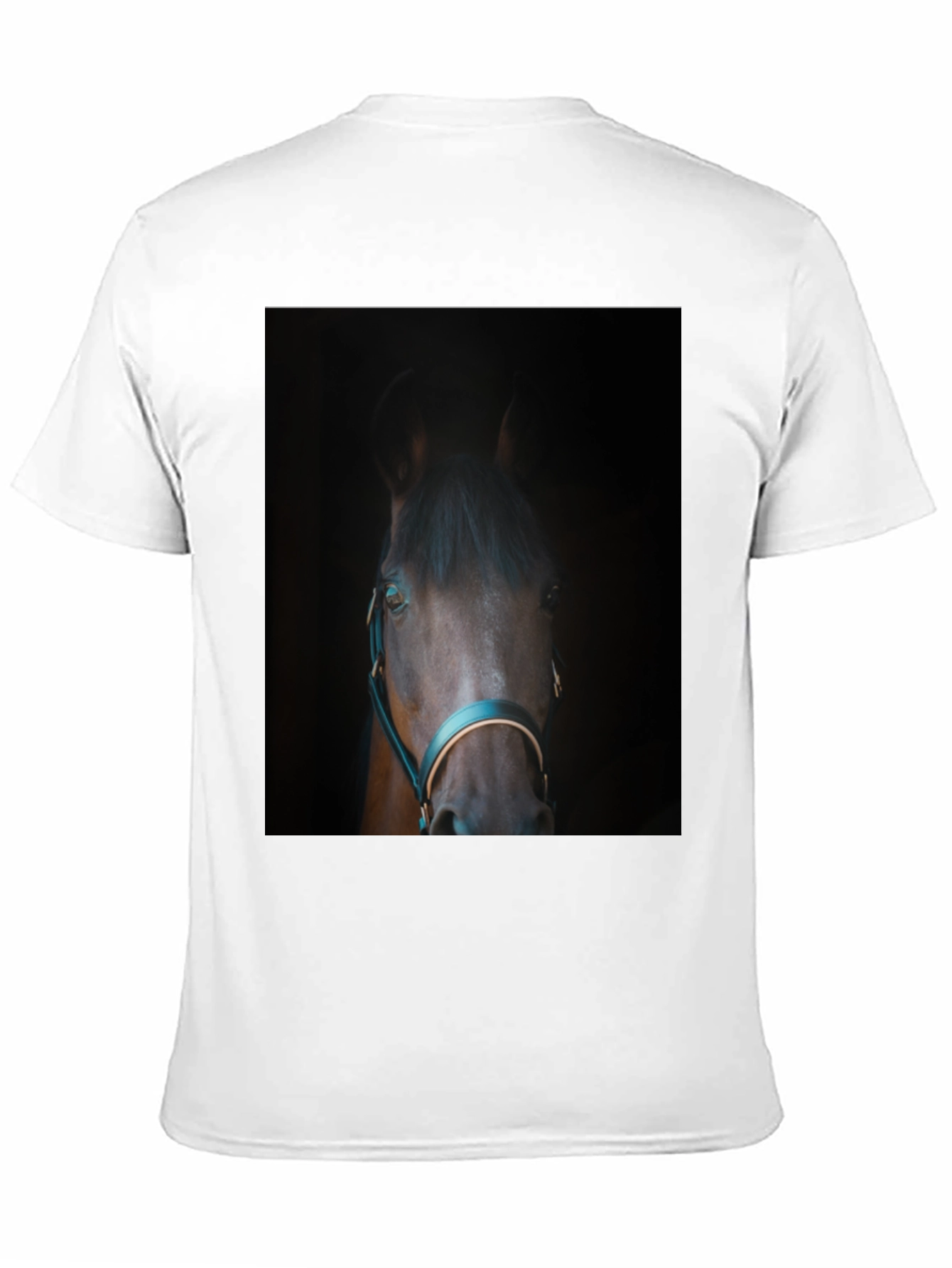 Black Horse Portrait Black T-Shirt - Equestrian Style view 11