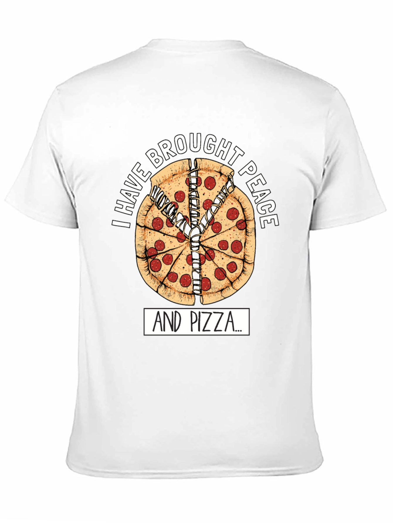 Black Peace Pizza T-Shirt - "I Have Brought Peace And Pizza" view 11
