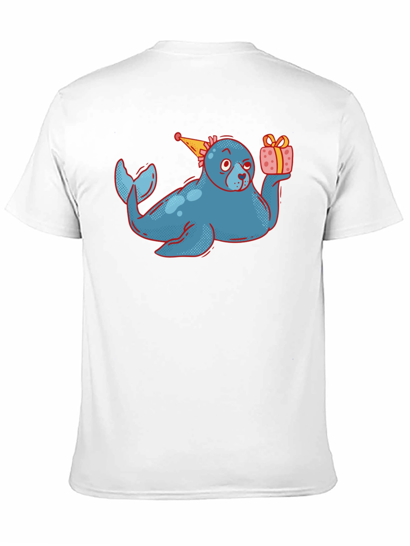 Black Seal with Party Hat Black T-Shirt view 11