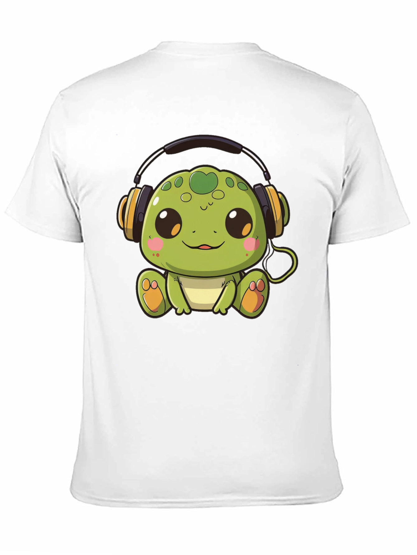 Black Cute Turtle with Headphones Black T-Shirt view 11