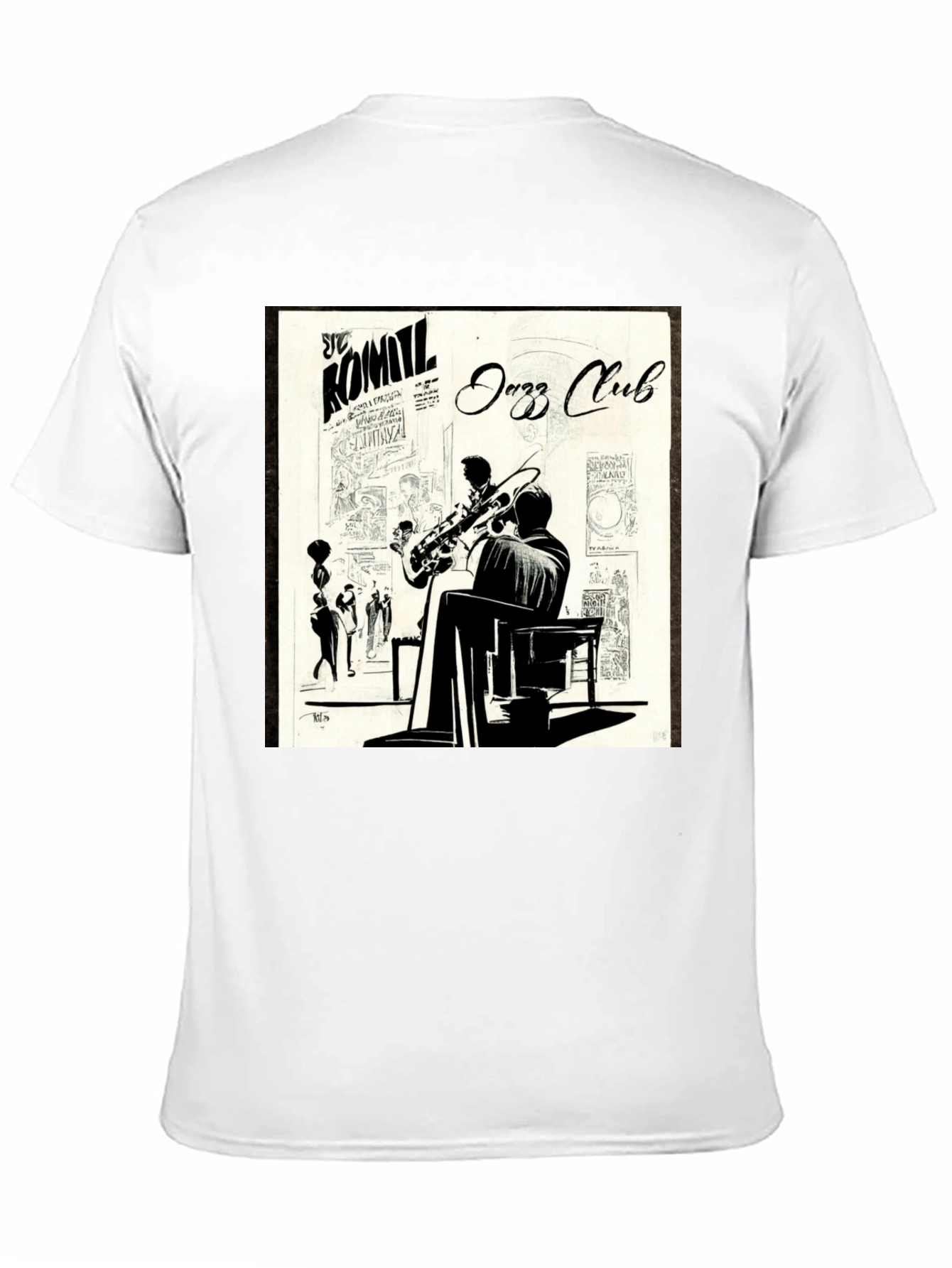 Black Vintage Jazz Club Graphic Tee - Stylish Black T-Shirt view 11