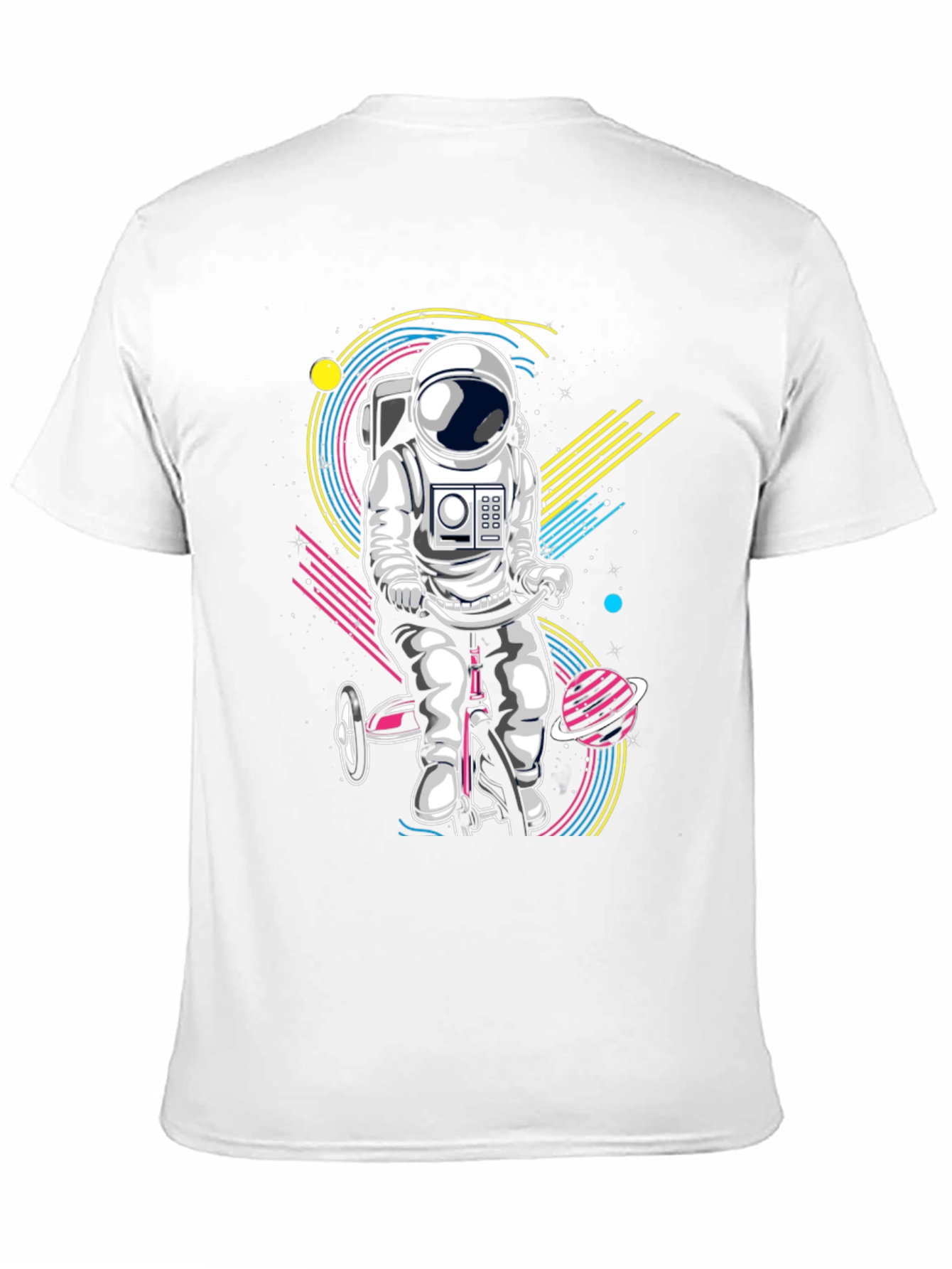 Black Astronaut on Tricycle Graphic T-Shirt view 11